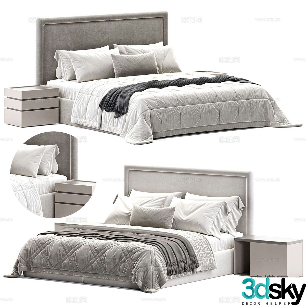 Italian double bed 3d model