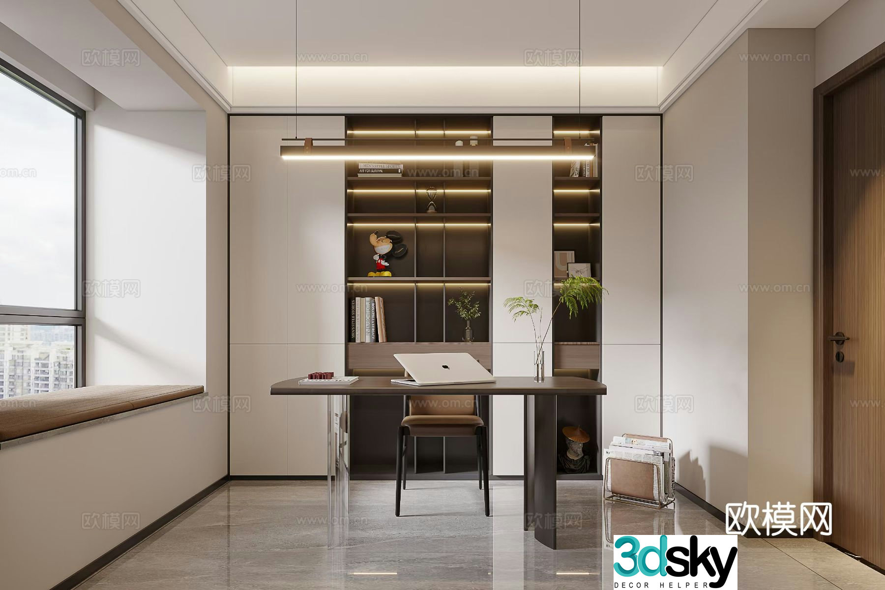 Modern study room 3d model