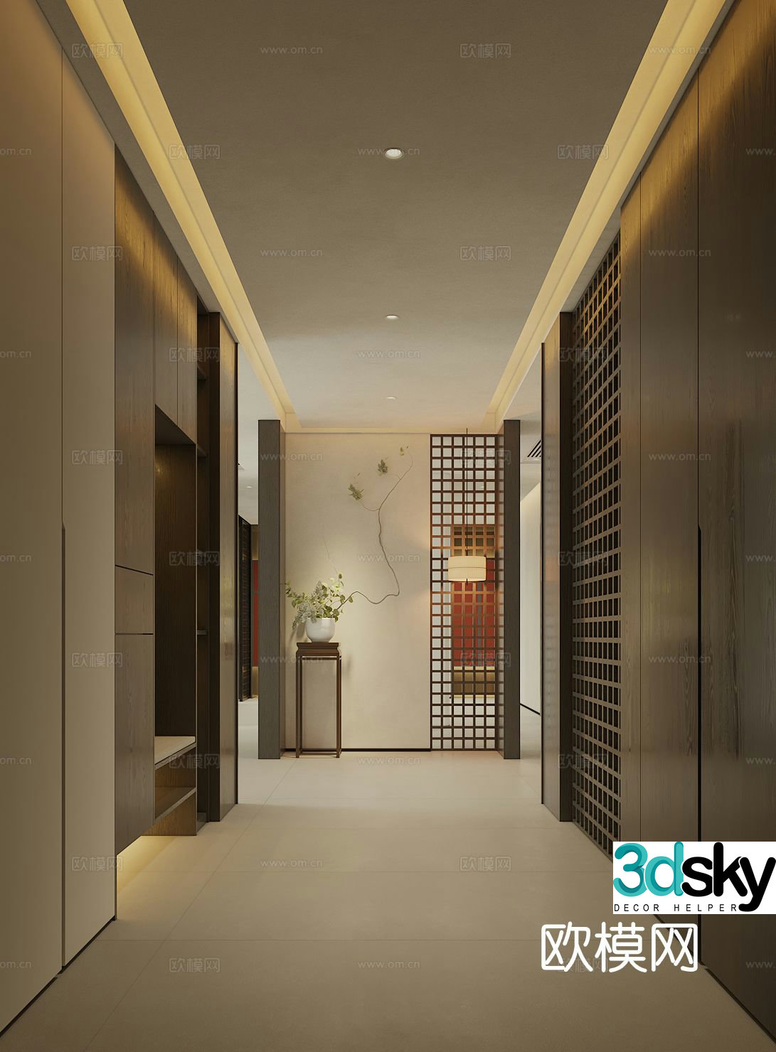 New Chinese style foyer entrance 3D model