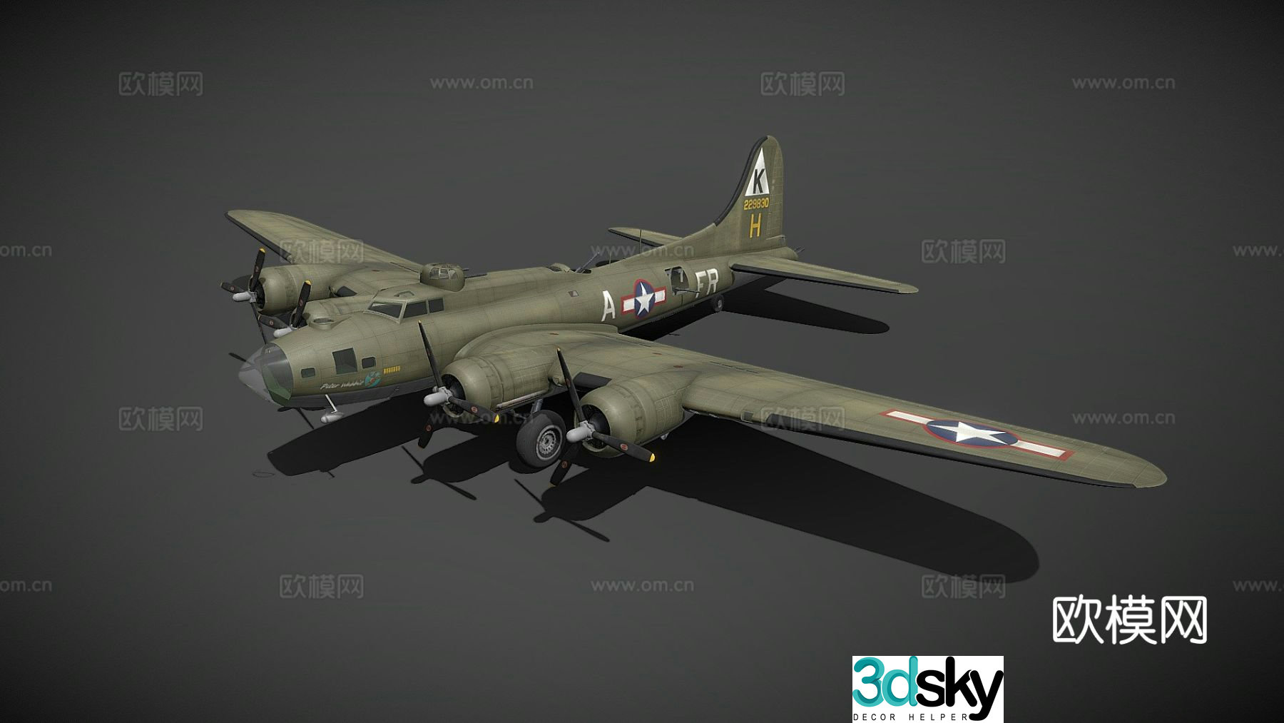 flying fortress fighter 3d model