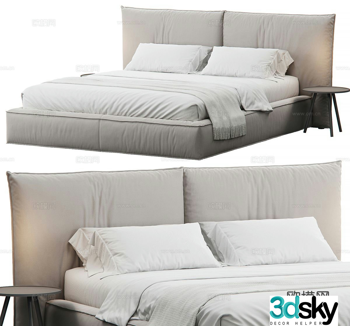 imbottito double bed platform bed 3d model
