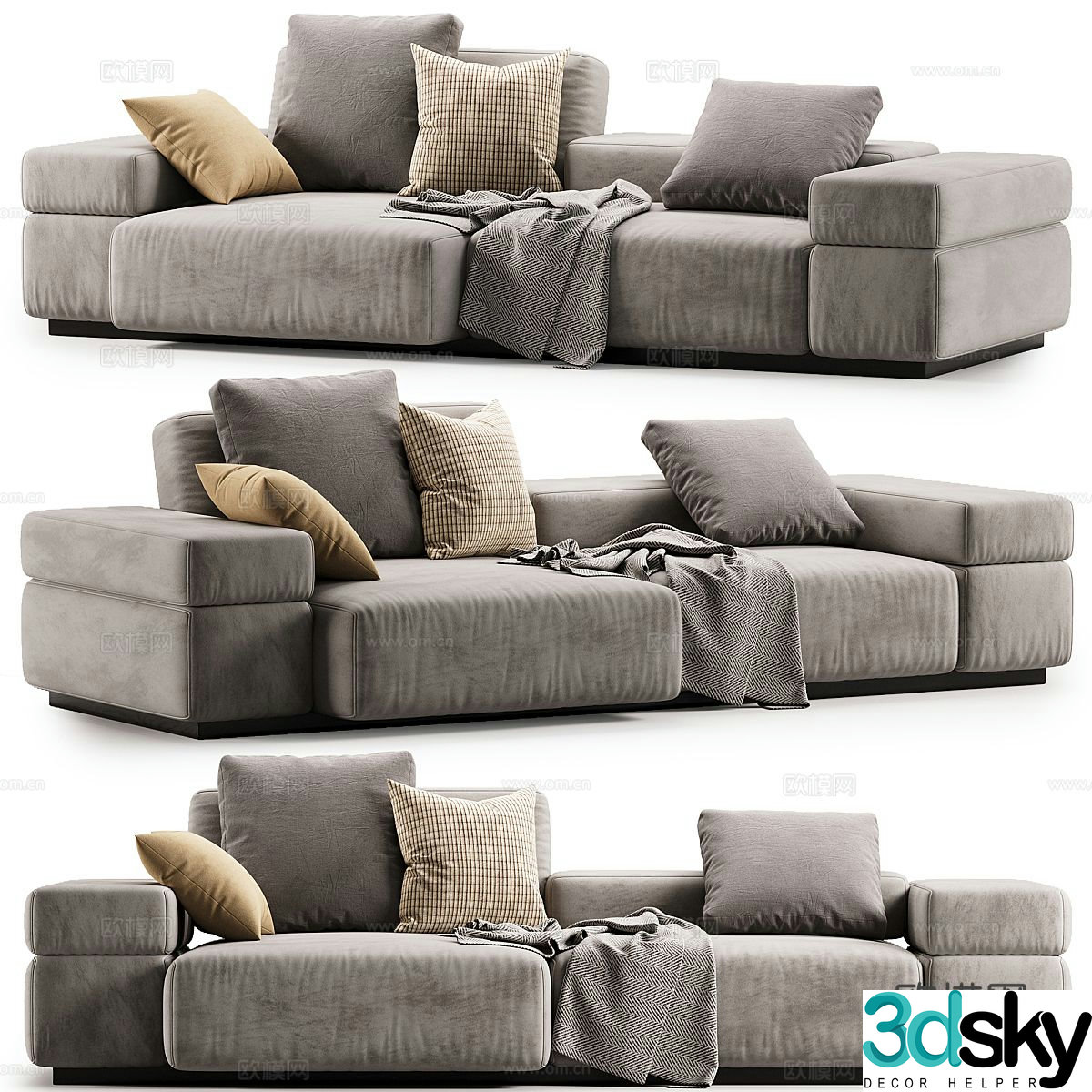 Modern fabric sofa double sofa 3d model