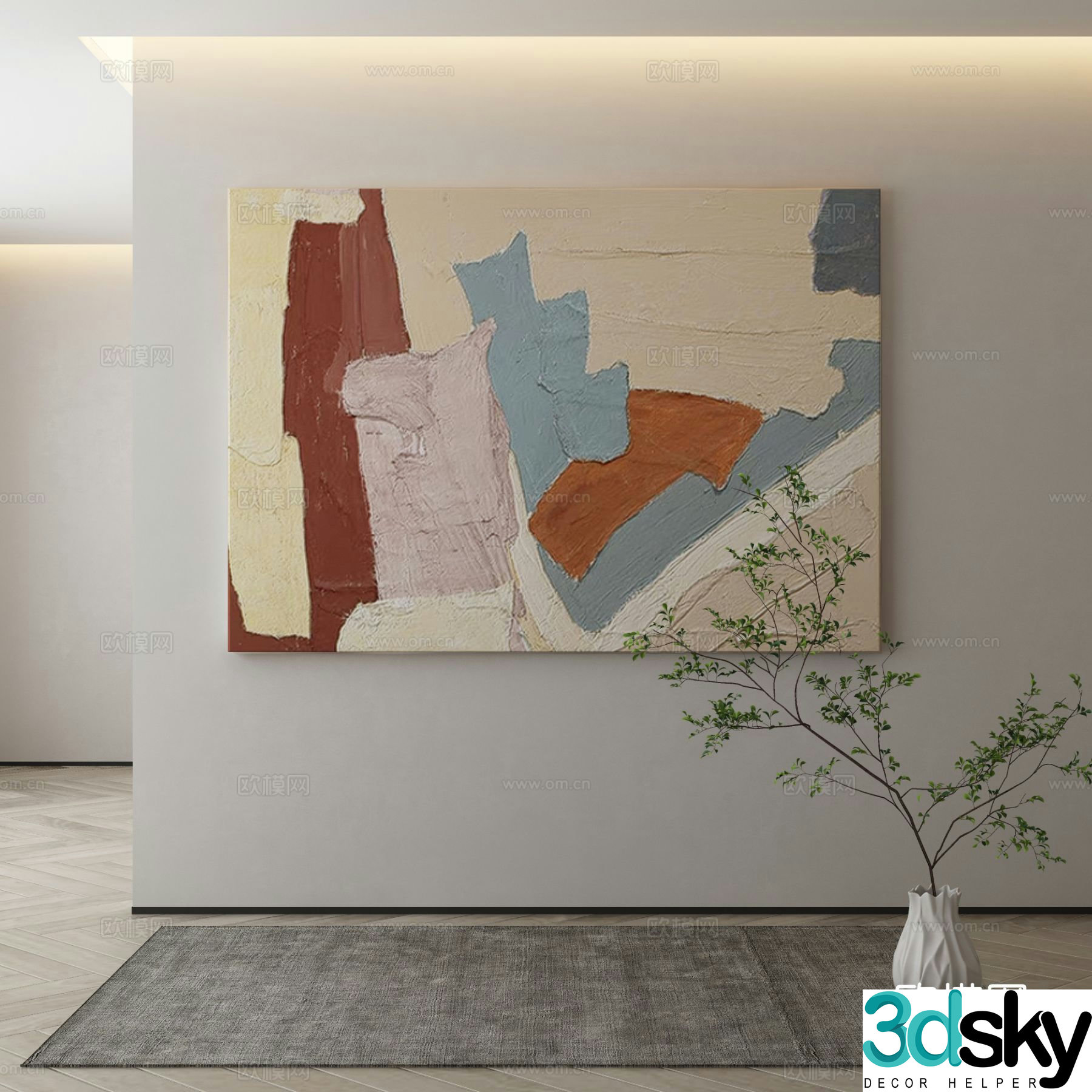 Modern texture painting abstract painting decorative painting 3D model