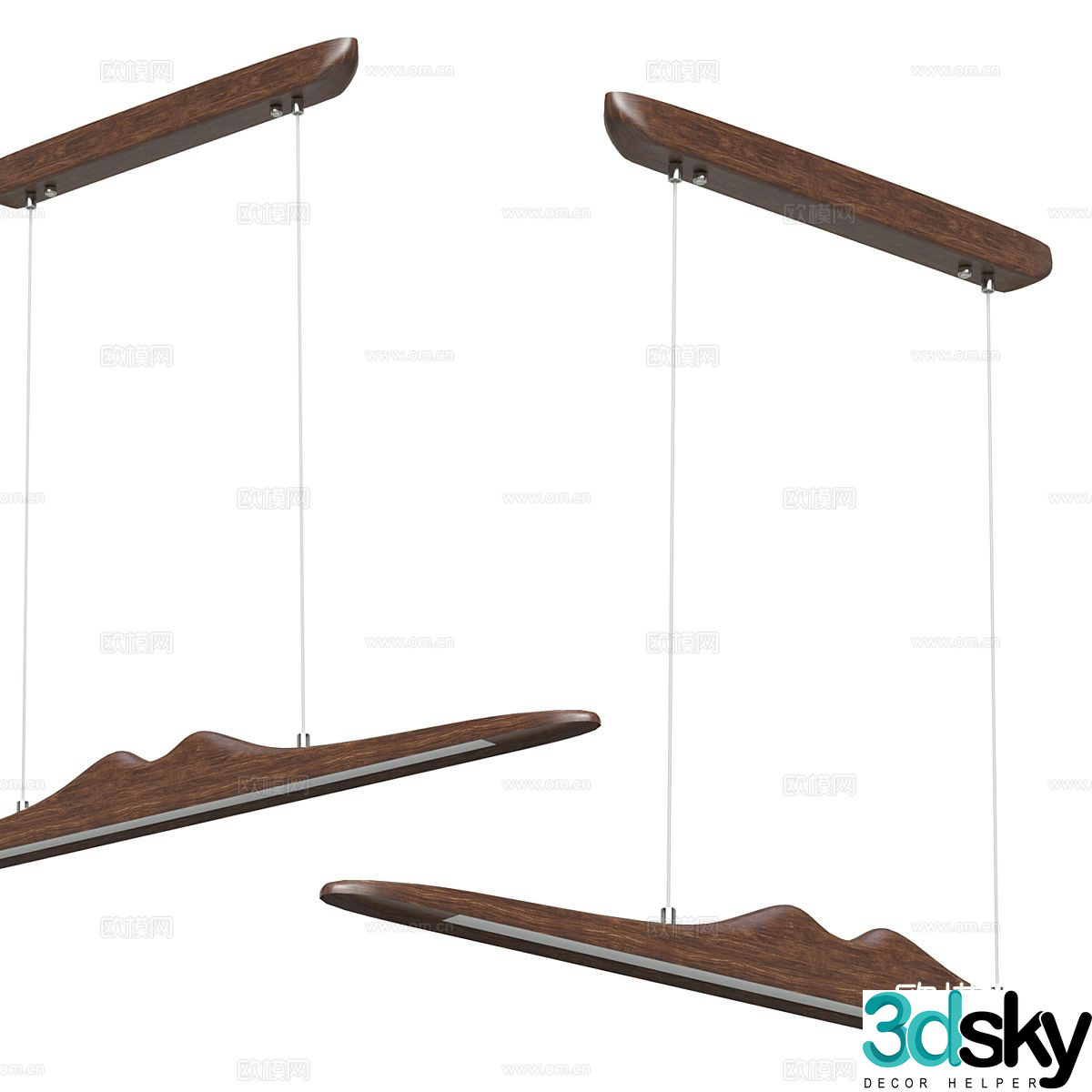 Solid wood chandelier living room chandelier dining room chandelier 3d model