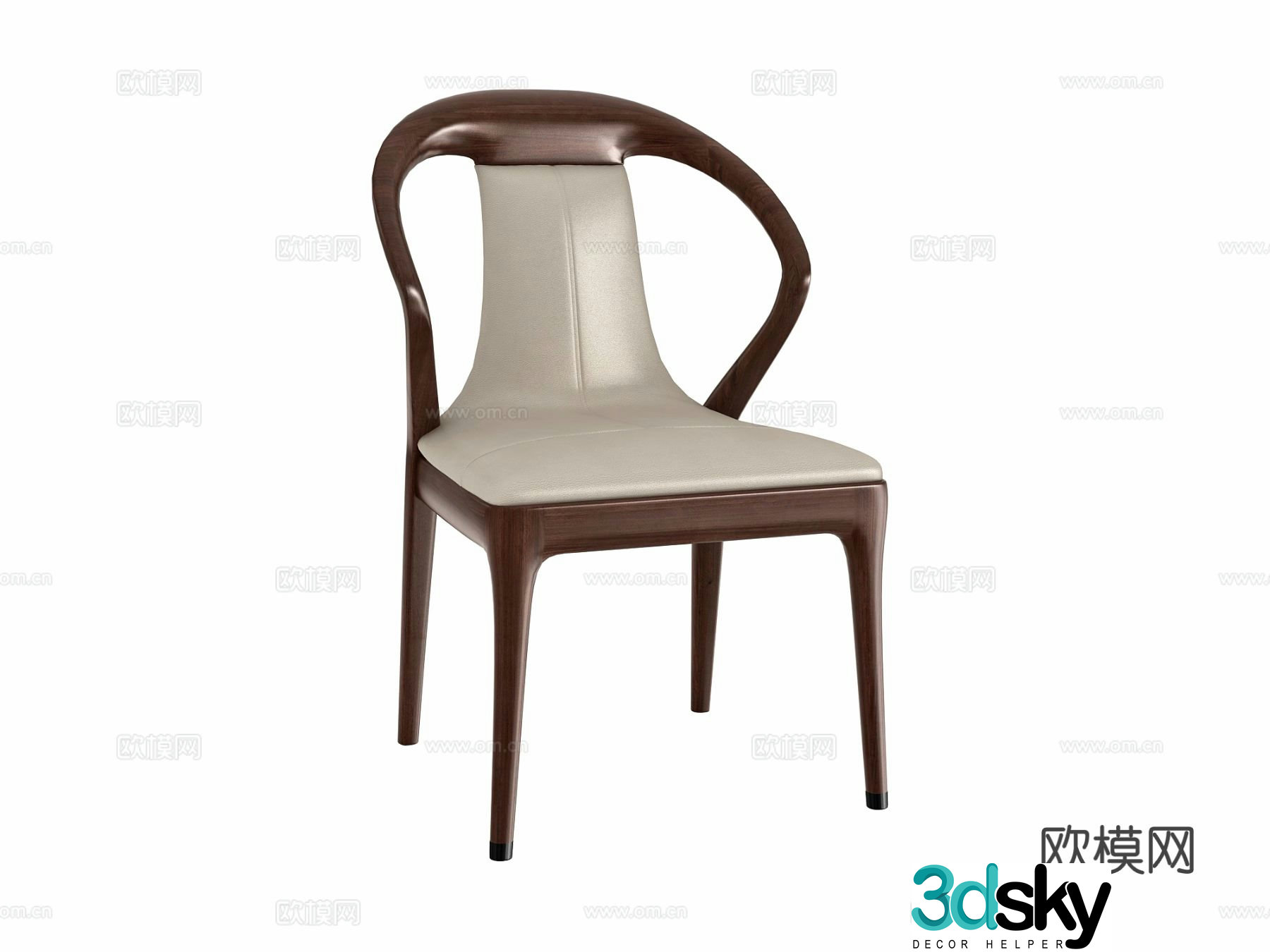Chinese style chair dining chair back chair 3d model