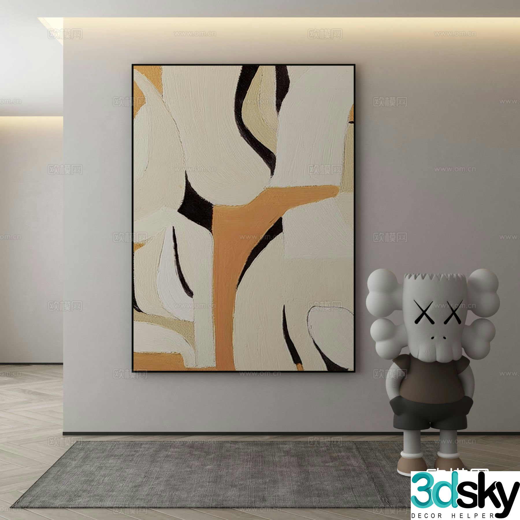 Modern decorative painting abstract painting art painting 3d model
