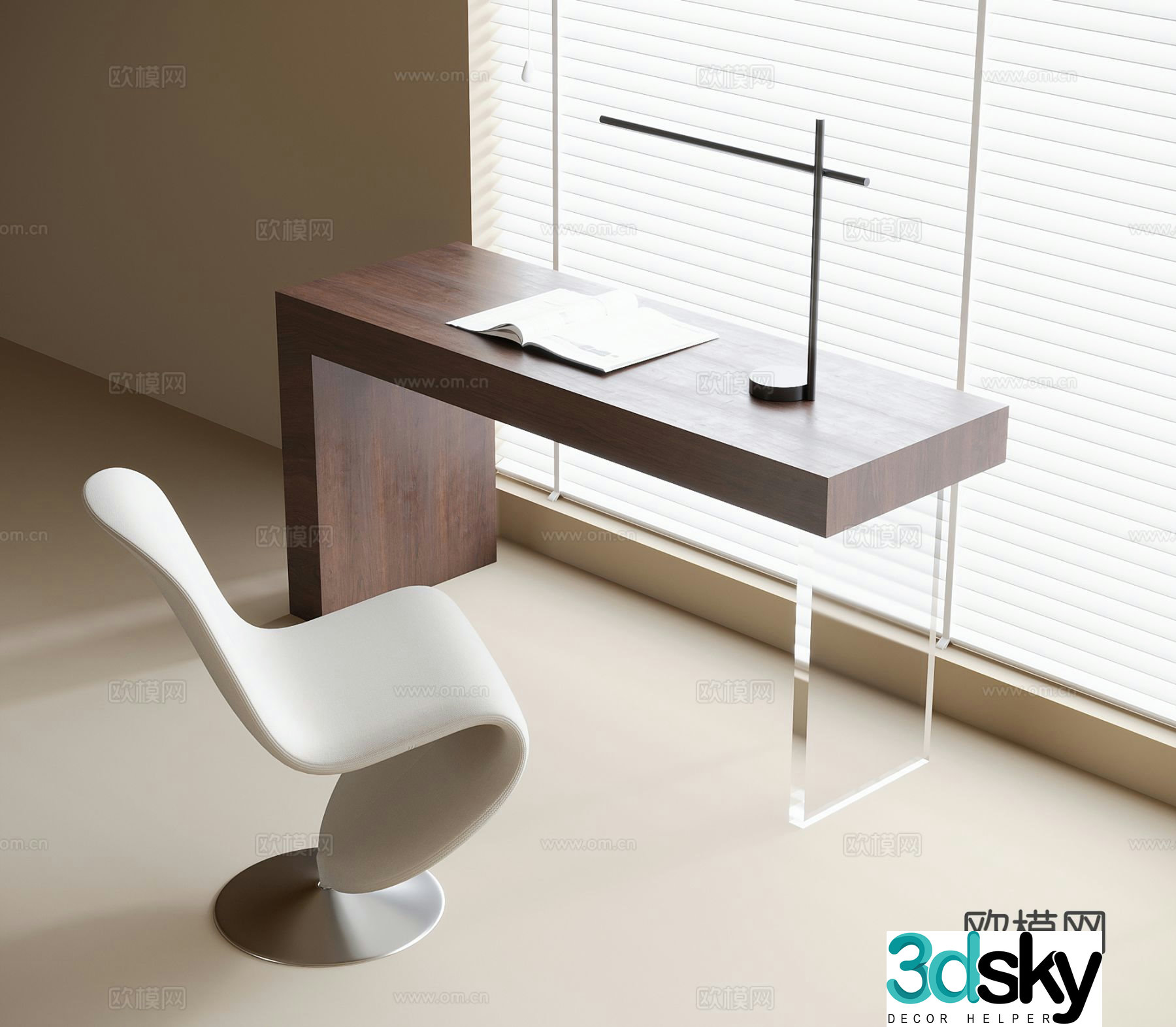 Medieval style desk and chair 3d model