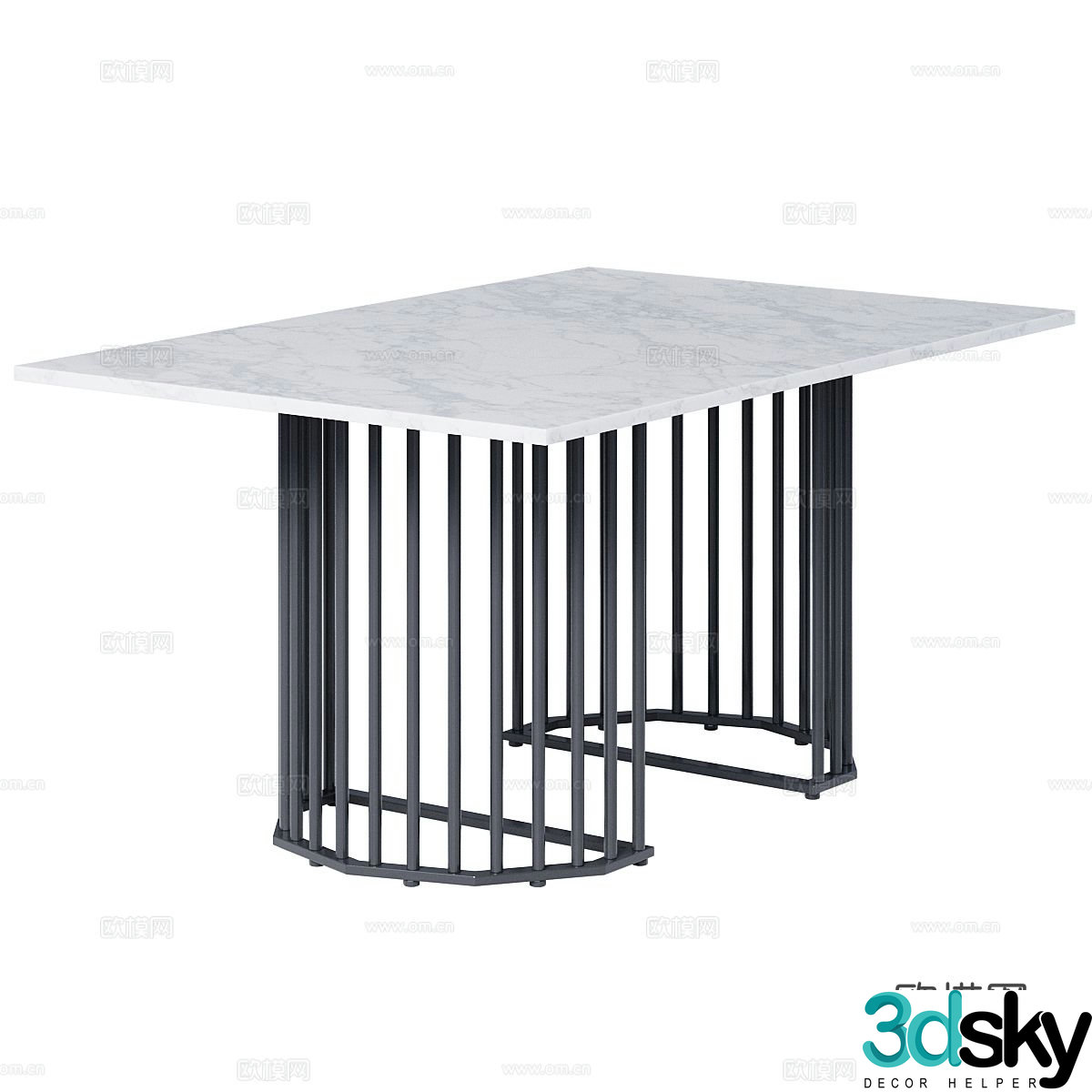 Simple dining table marble dining table 3d model