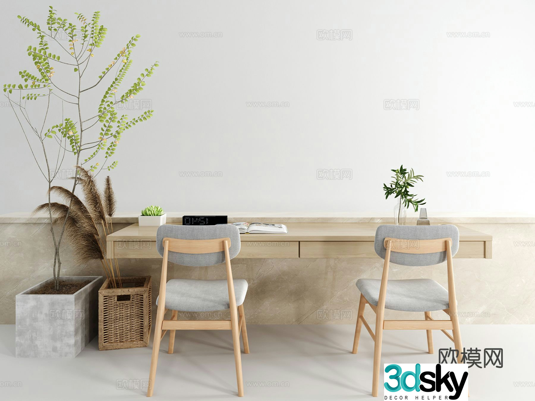 Wabi-sabi desk writing desk 3d model