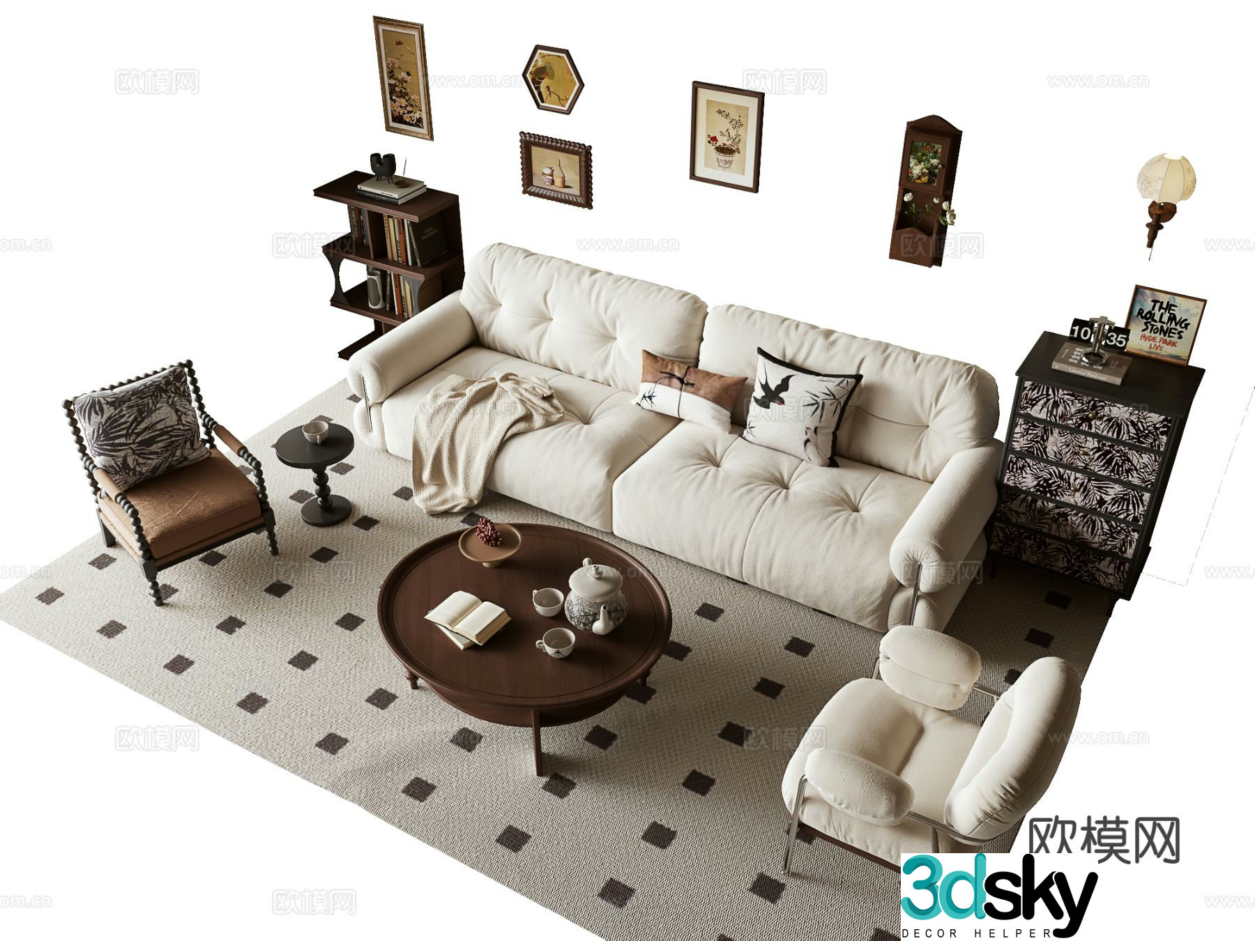 Medieval style modular sofa 3D model