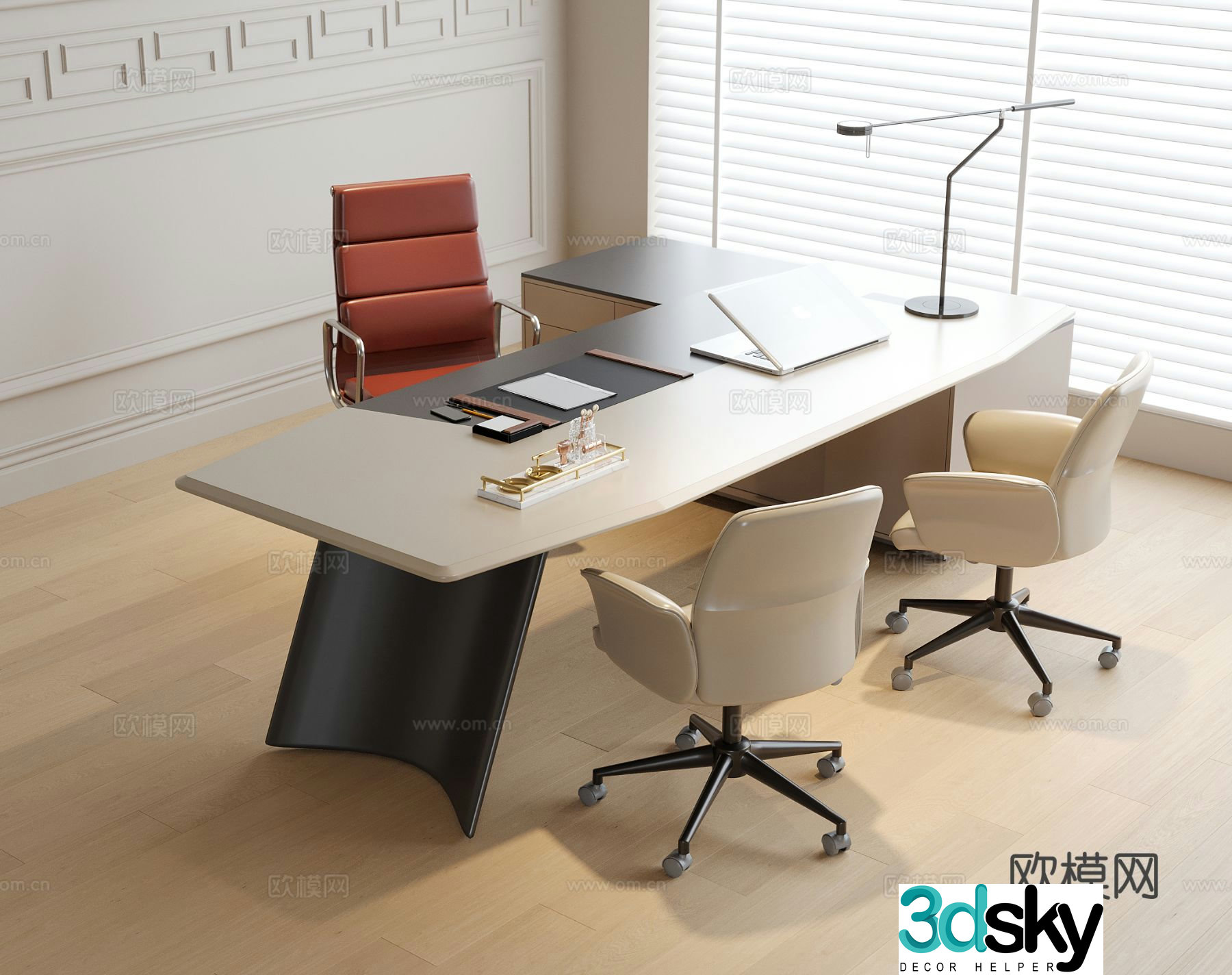 Modern boss desk executive desk 3d model