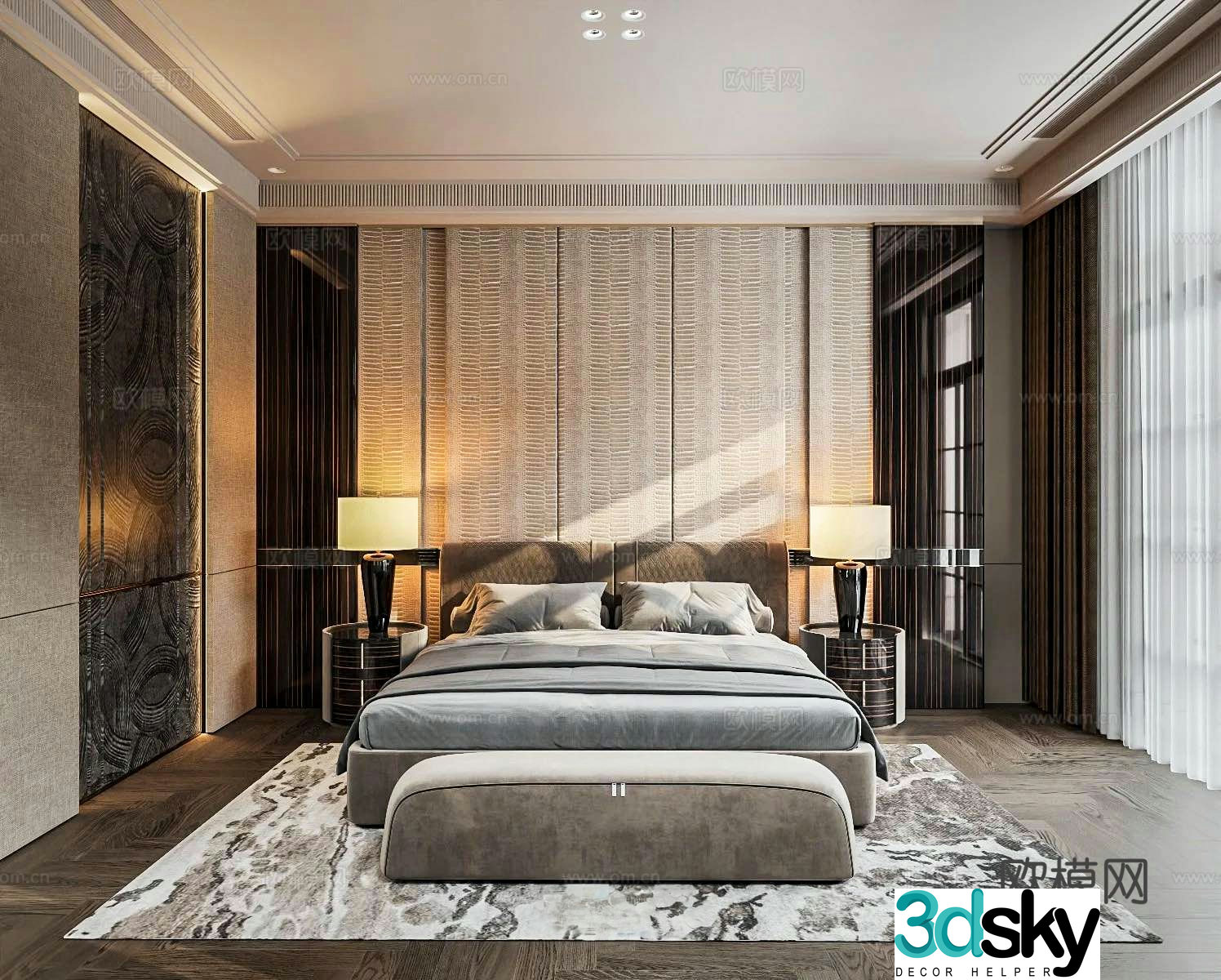 Light luxury bedroom master bedroom 3d model