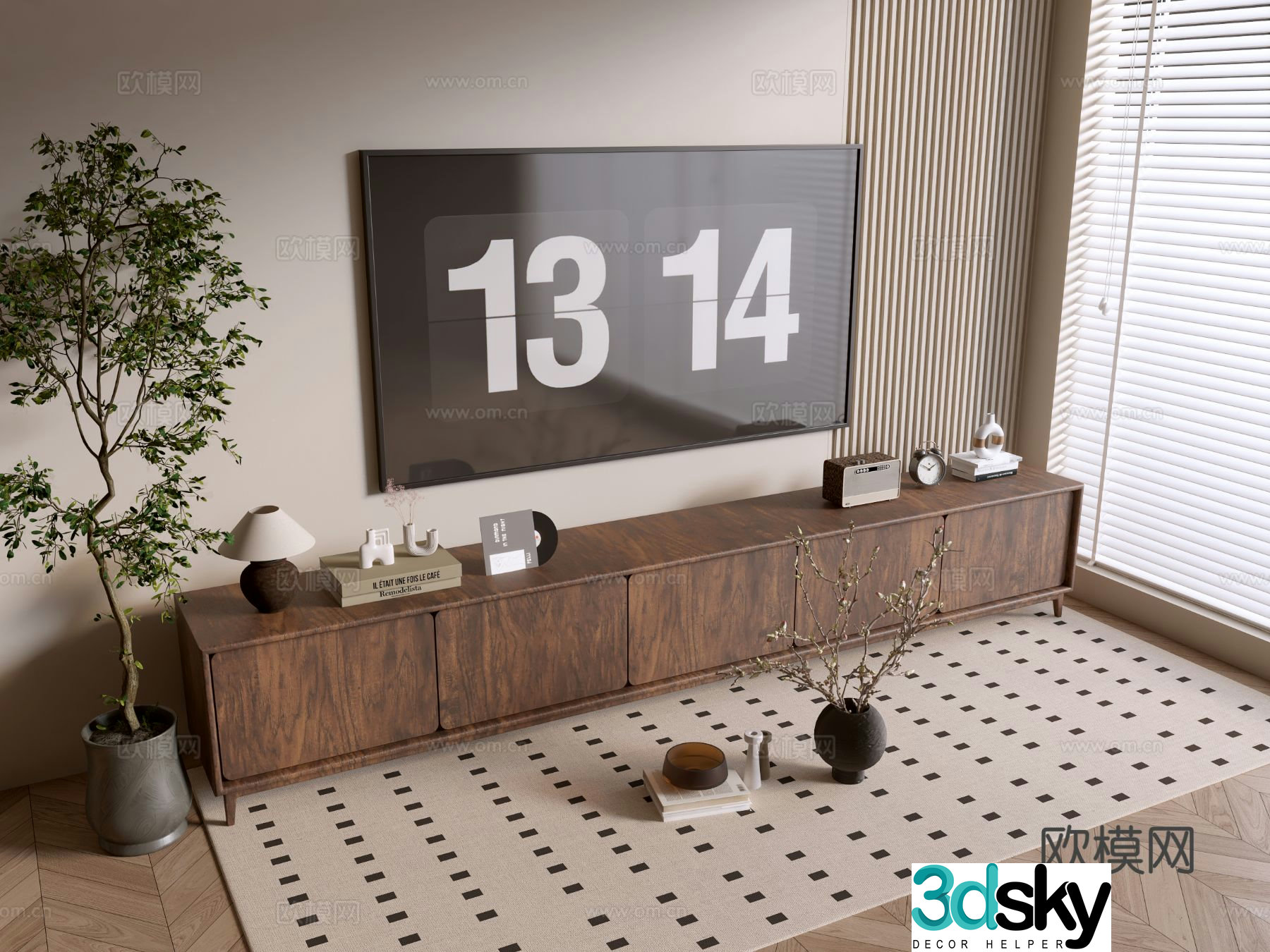 Medieval style TV cabinet 3D model