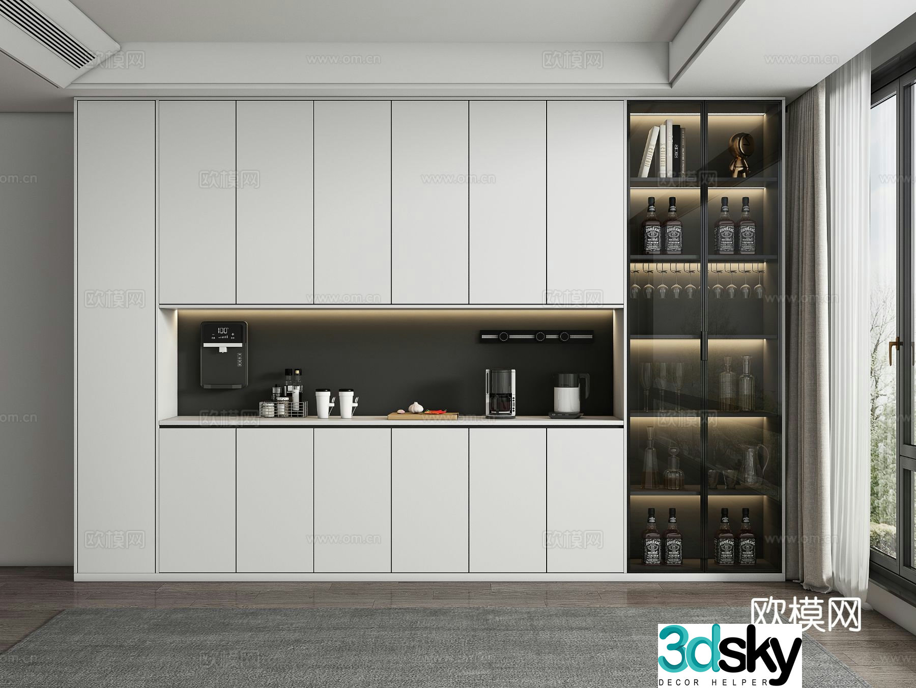 Modern wine cabinet sideboard 3d model