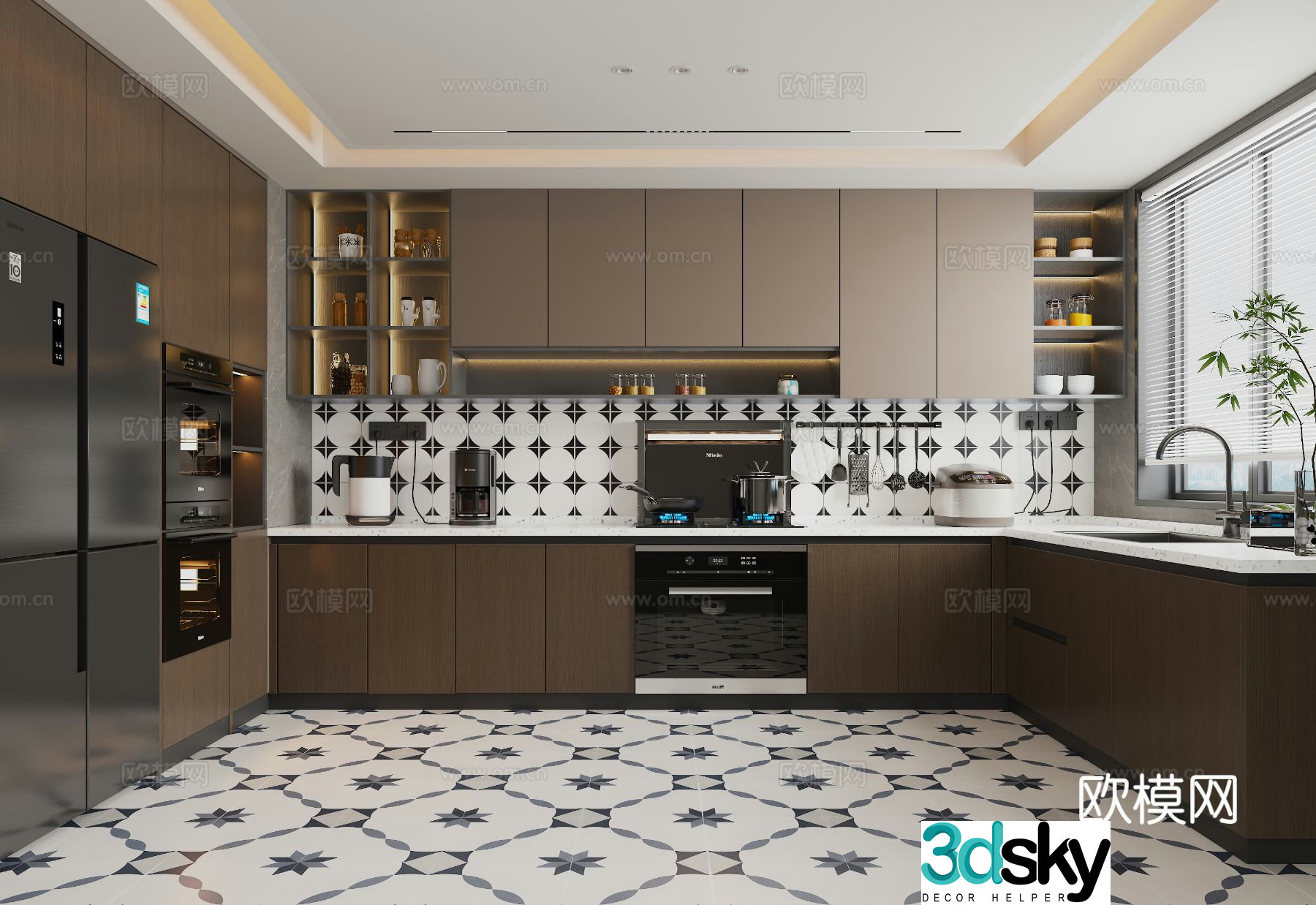 Italian closed kitchen 3d model
