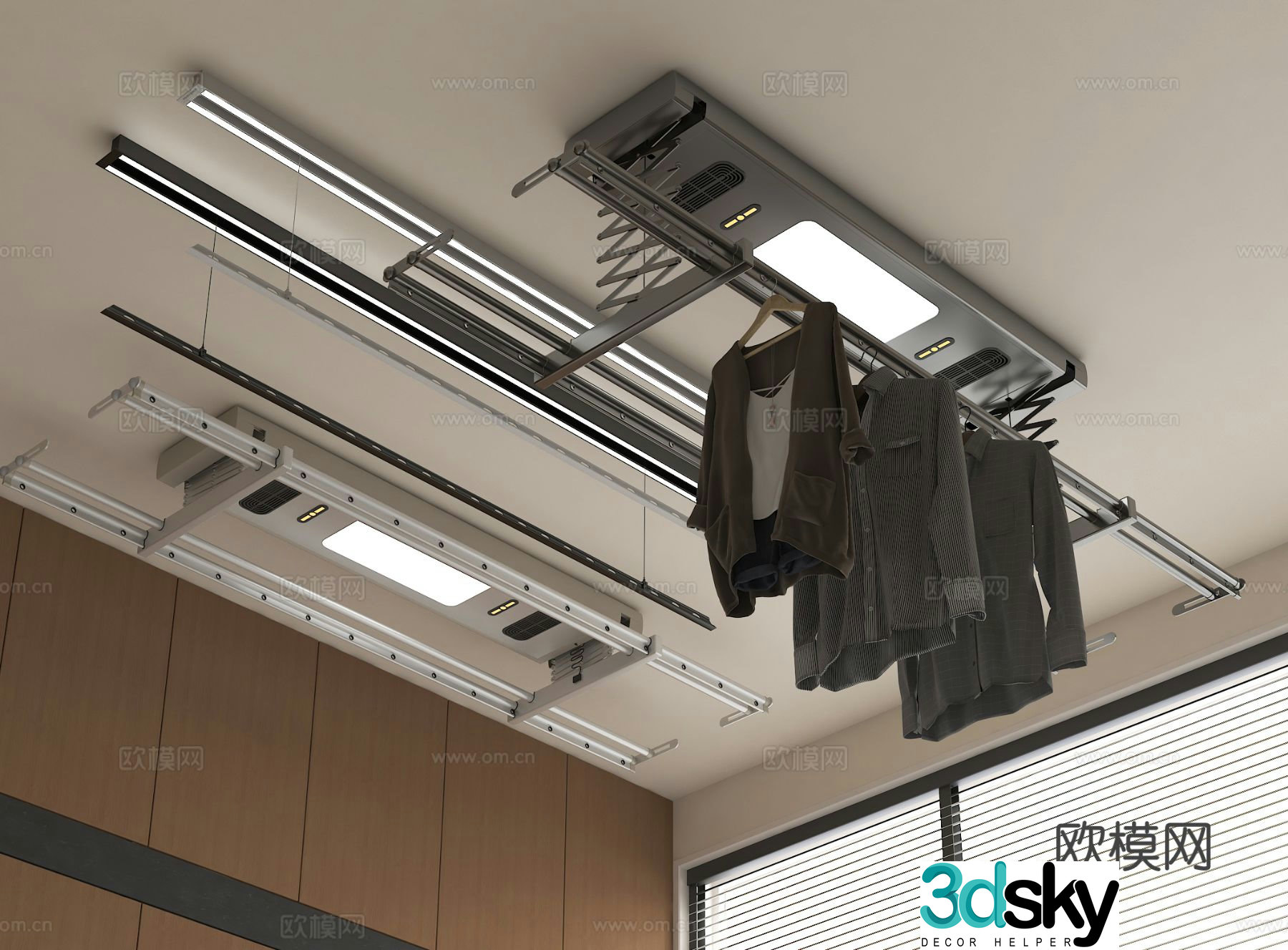 Invisible clothes drying rack electric clothes drying rack lifting clothes drying rack 3D model