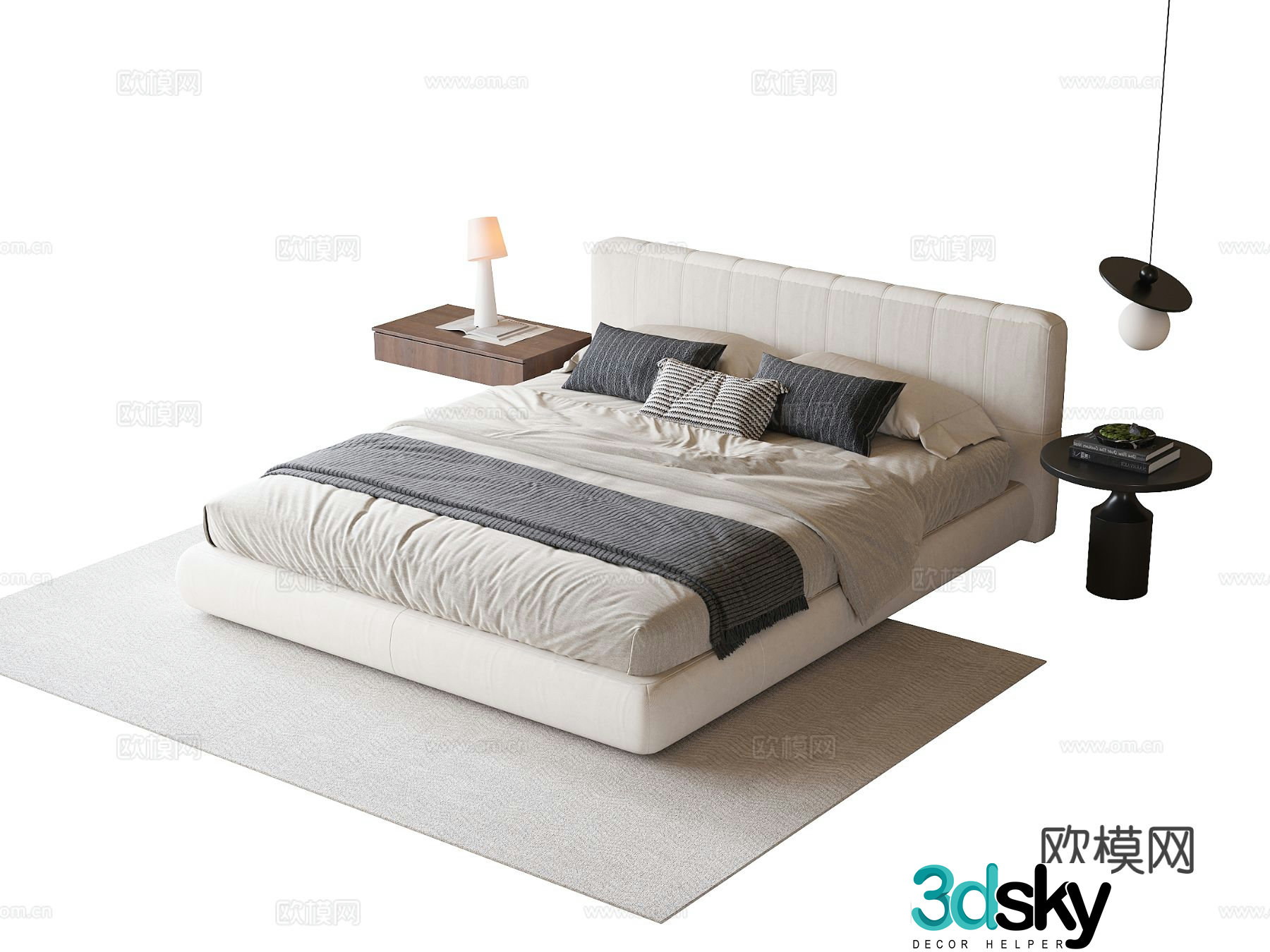 Modern double bed 3d model