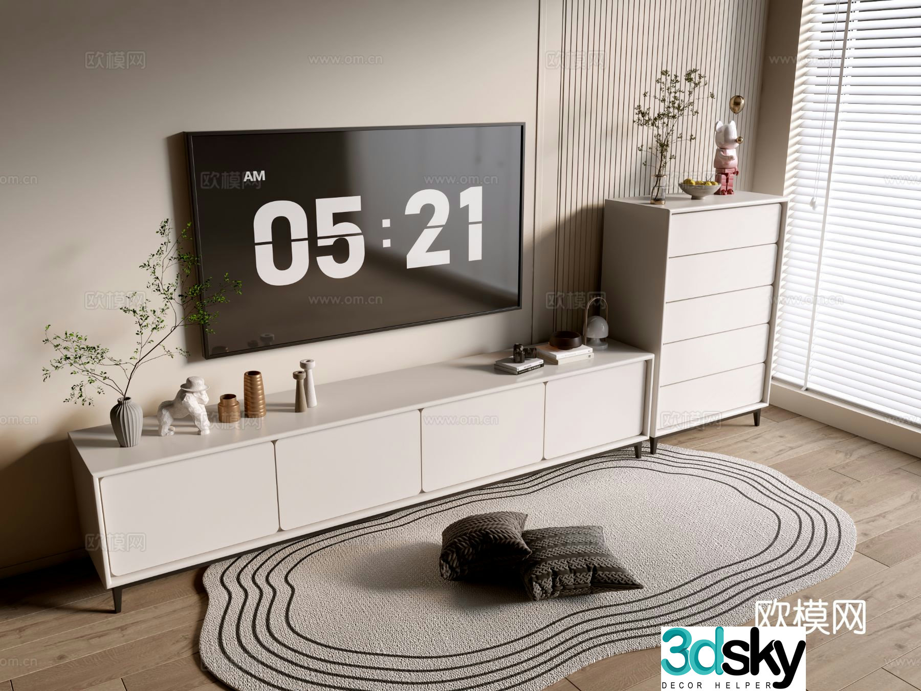 Cream style TV cabinet 3d model