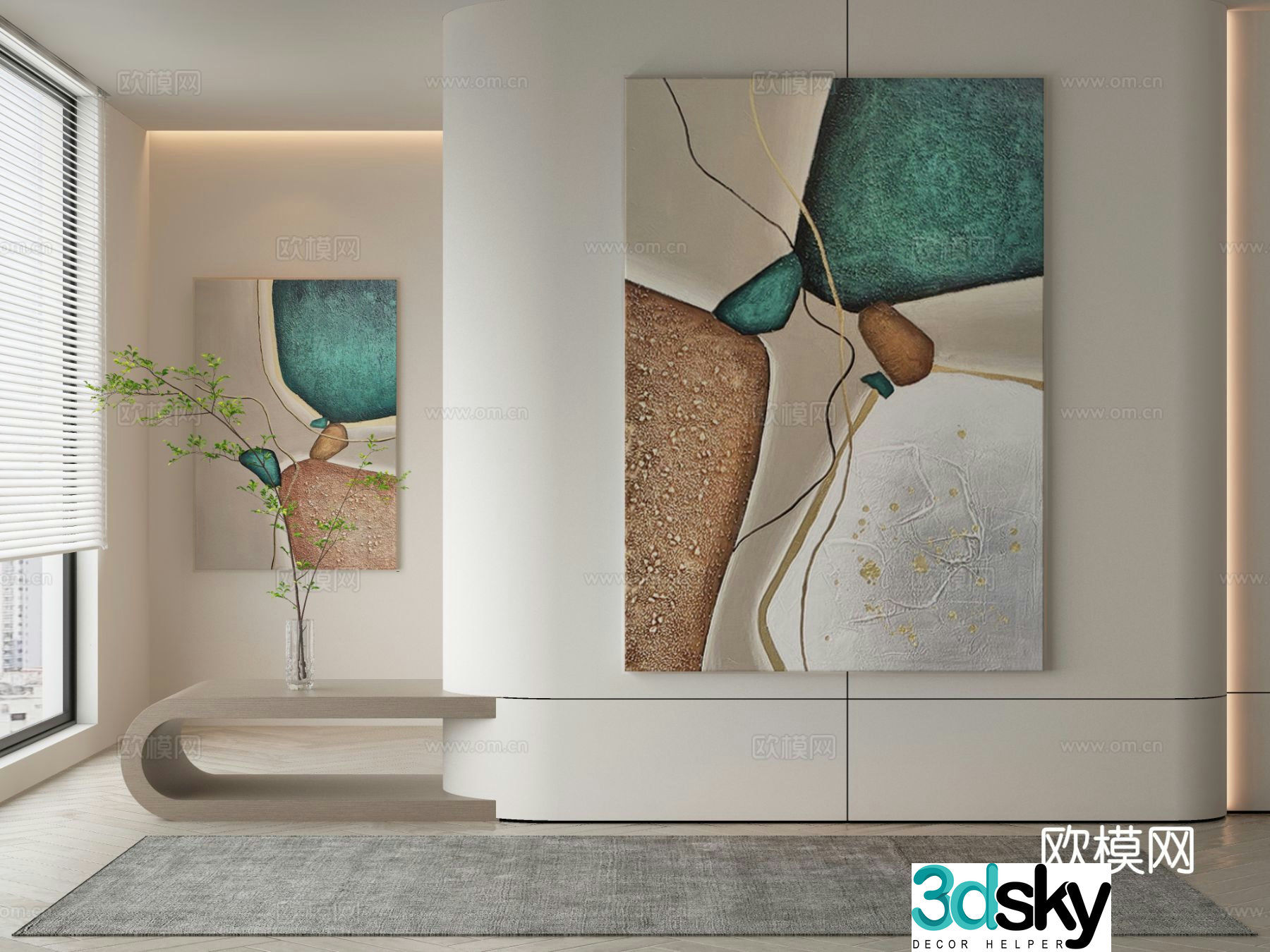 Modern decorative painting texture painting hanging painting 3d model