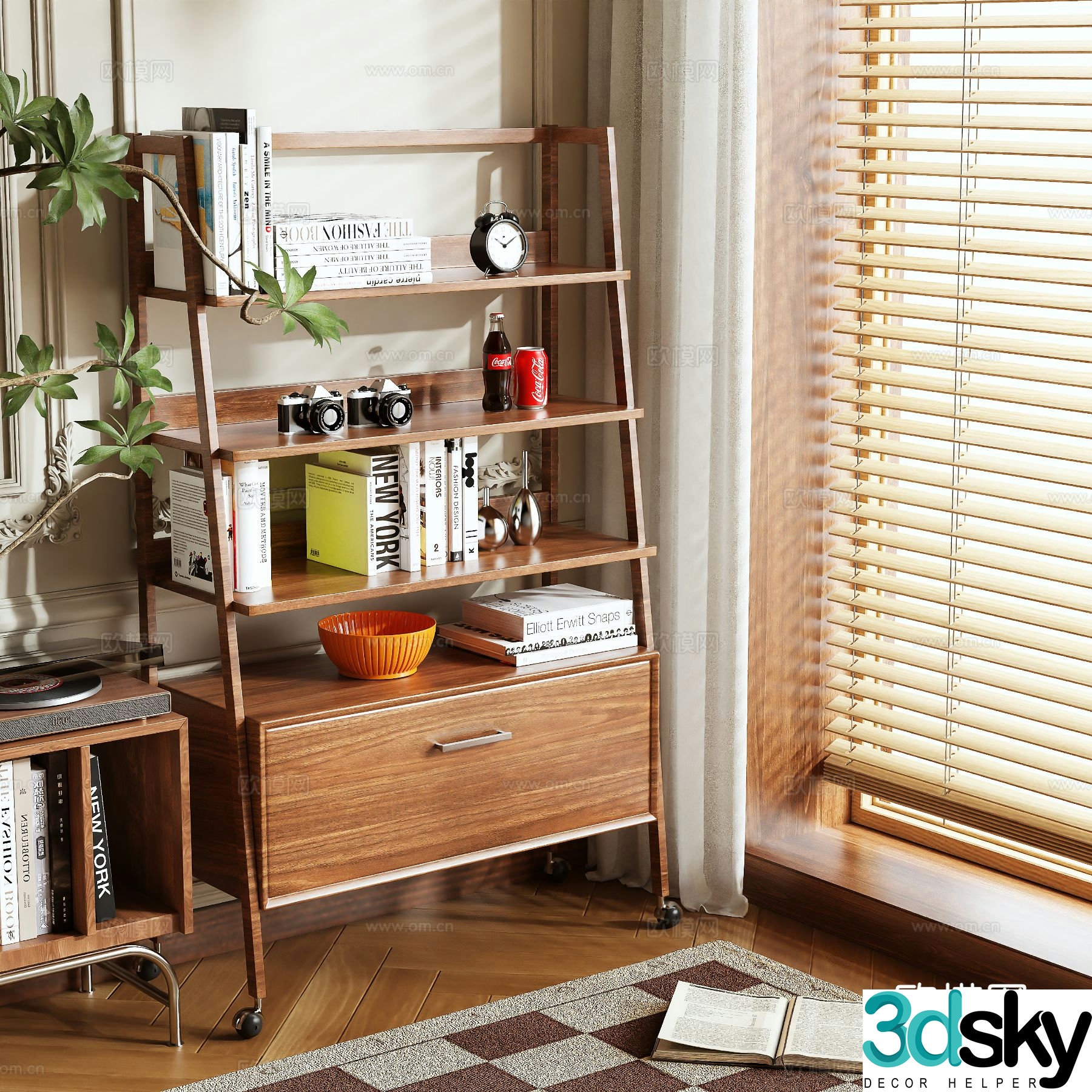 Log style decorative cabinet shelf 3d model