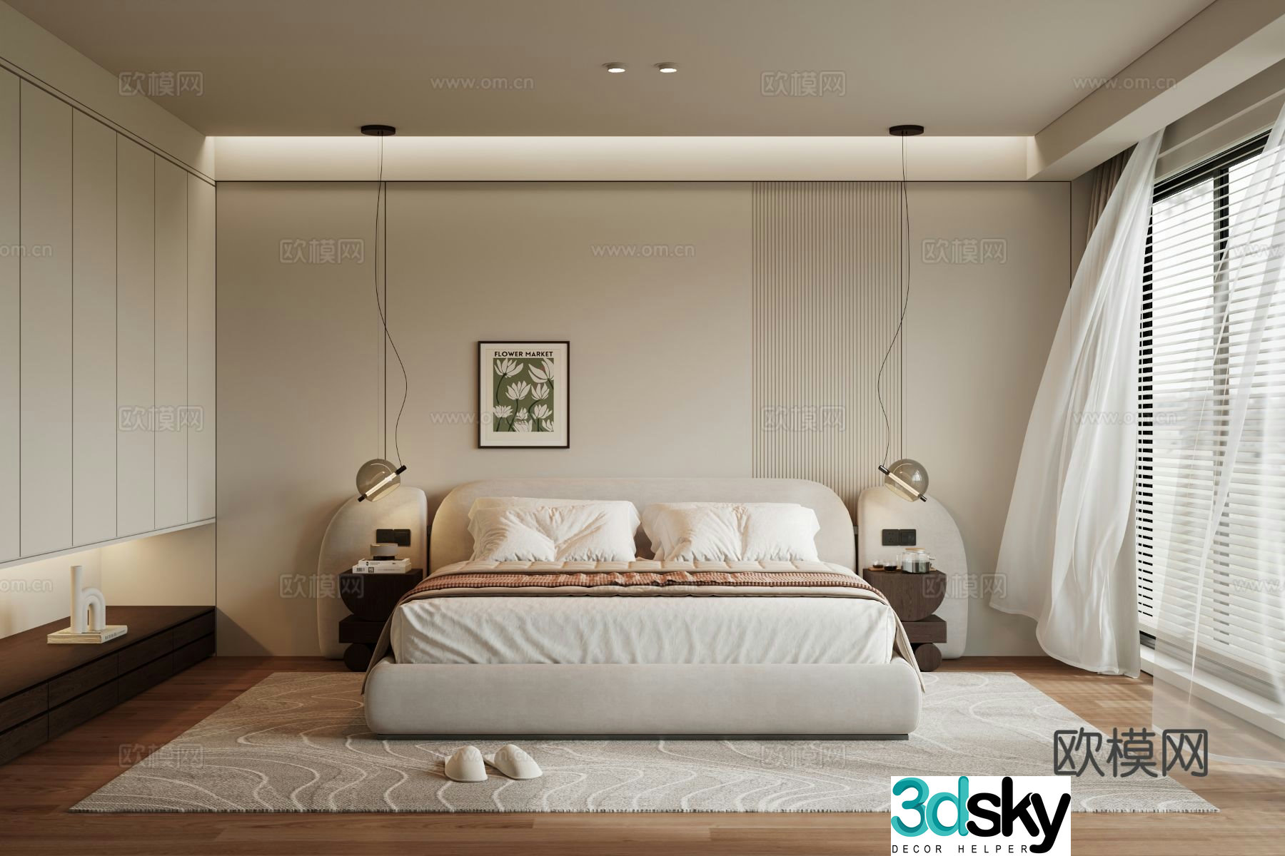 Cream style bedroom master bedroom 3d model