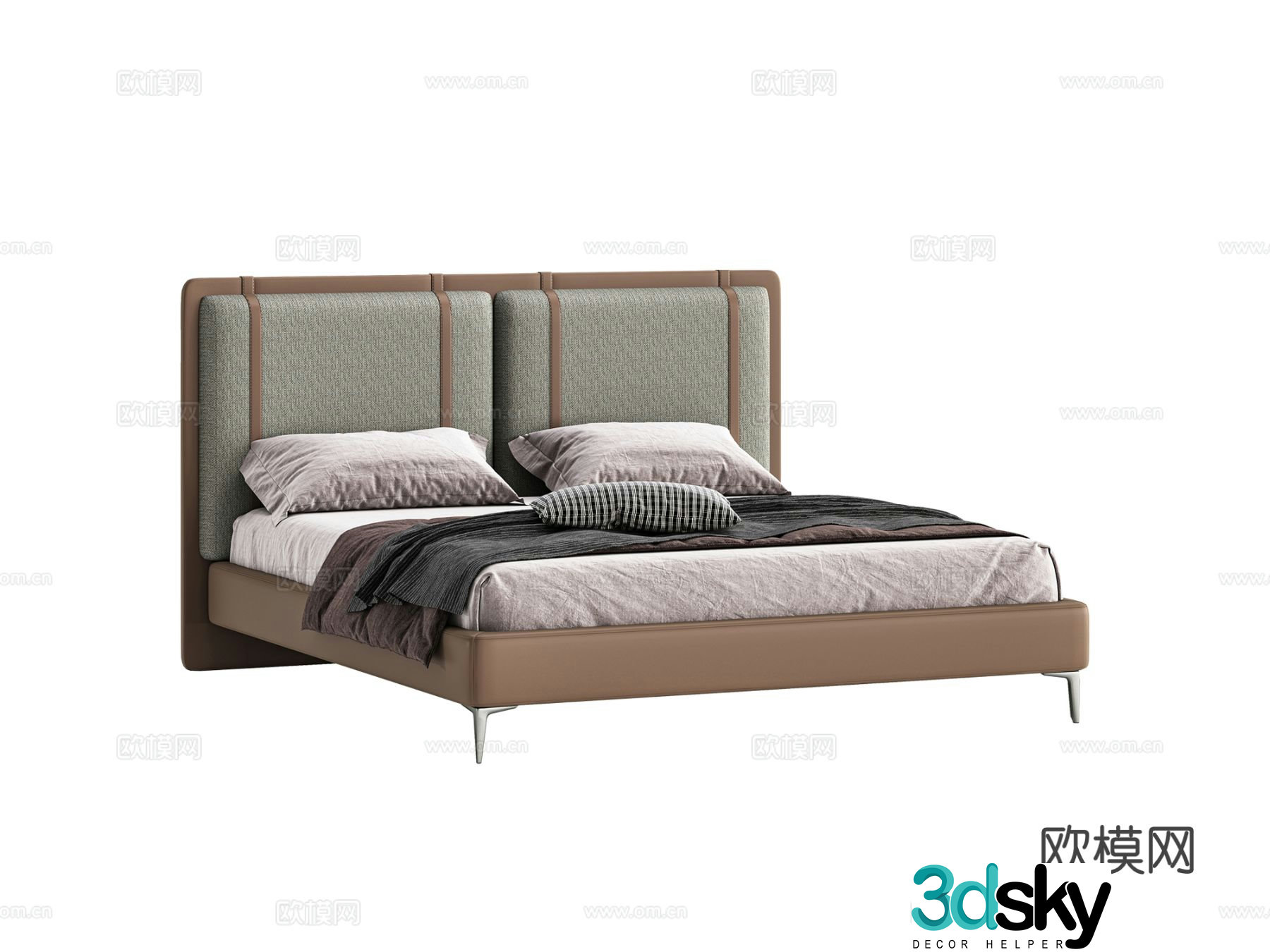 Modern double bed 3d model