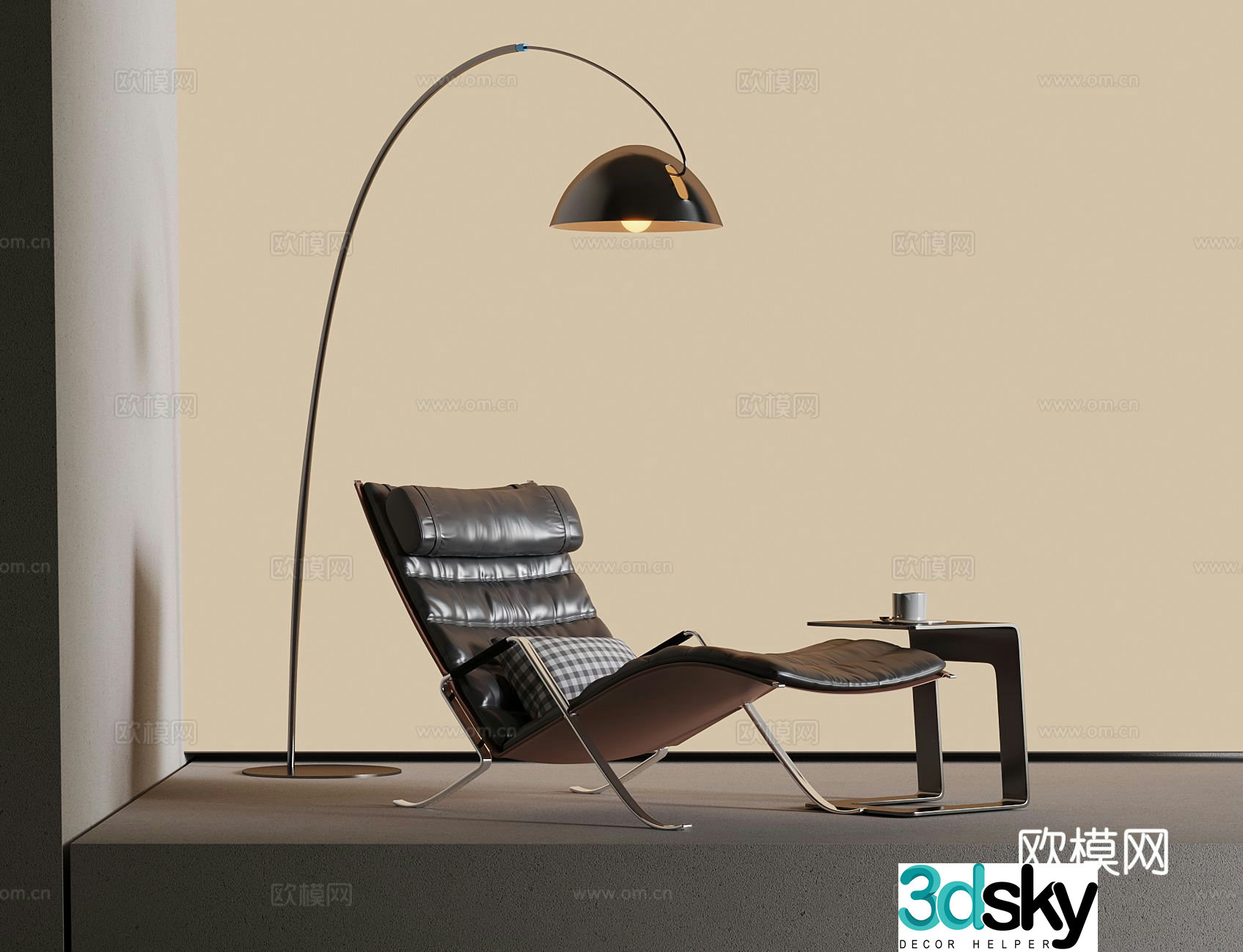 Modern leather chaise longue 3d model