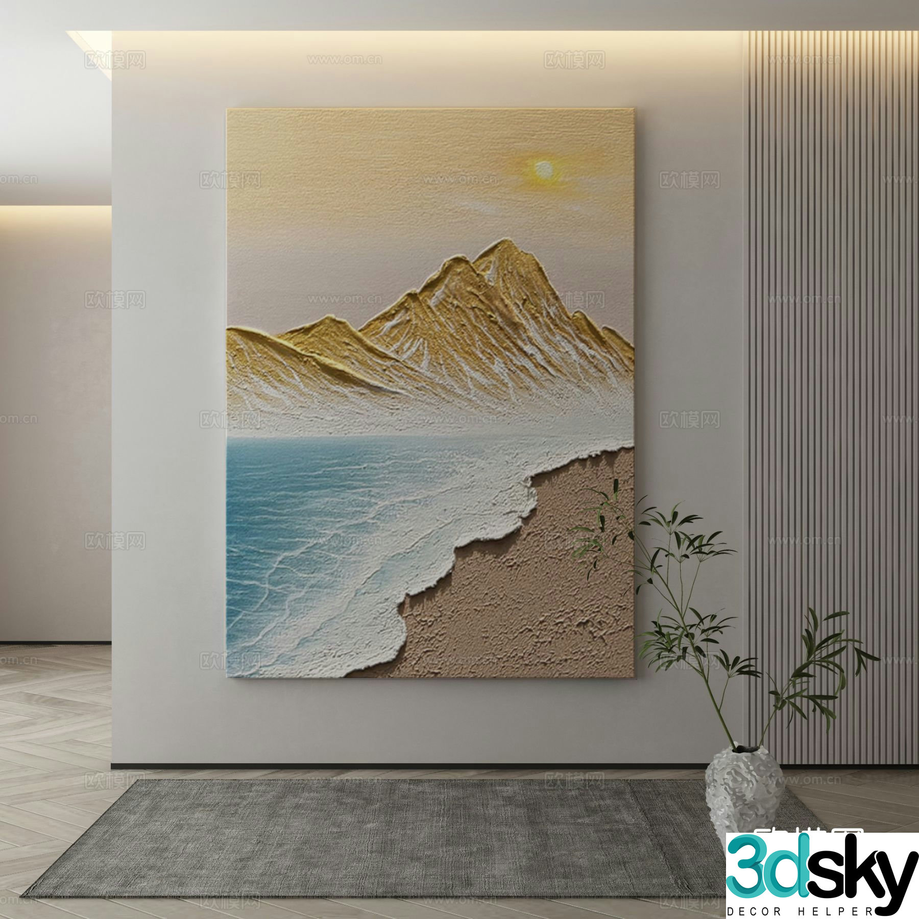 Modern decorative painting texture painting hanging painting 3d model