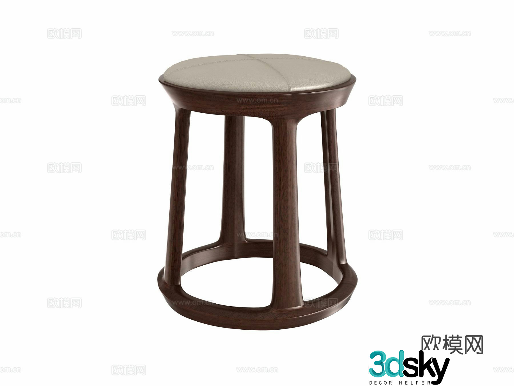 New Chinese style stool wooden stool 3d model