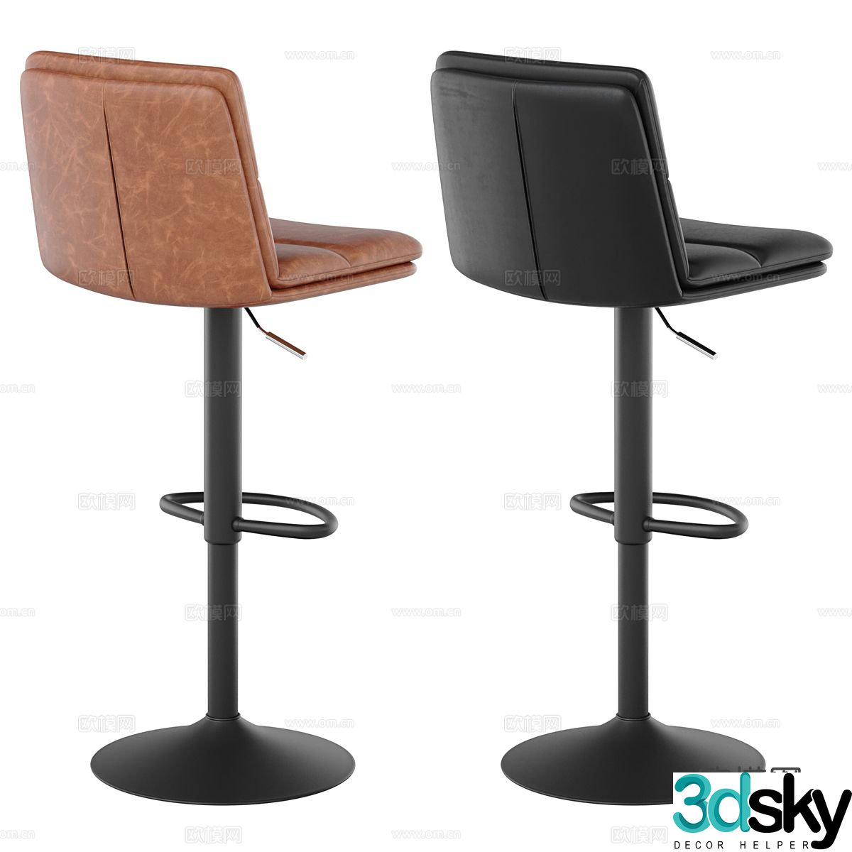 Modern leather chair bar chair 3d model