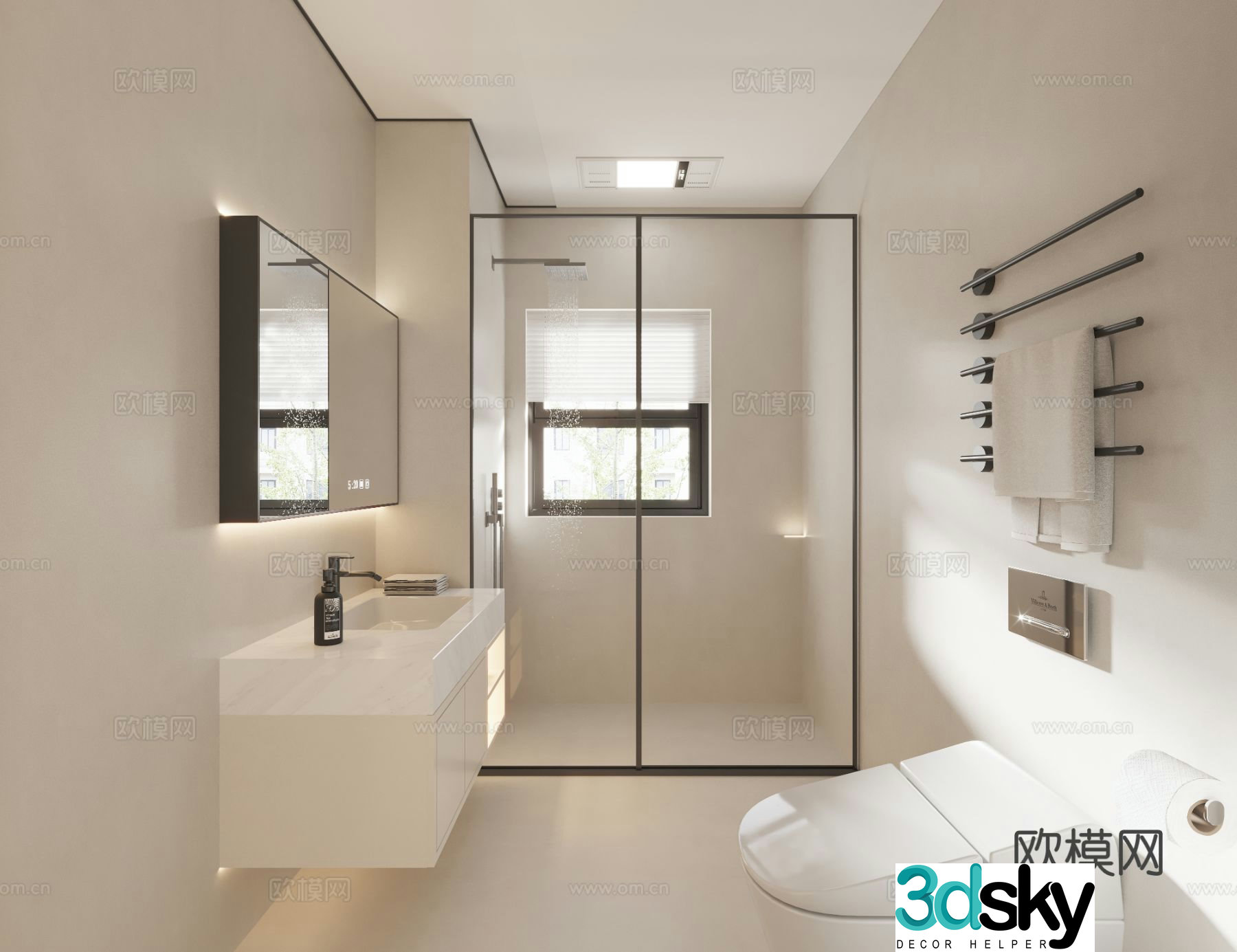 Cream style bathroom bathroom 3d model