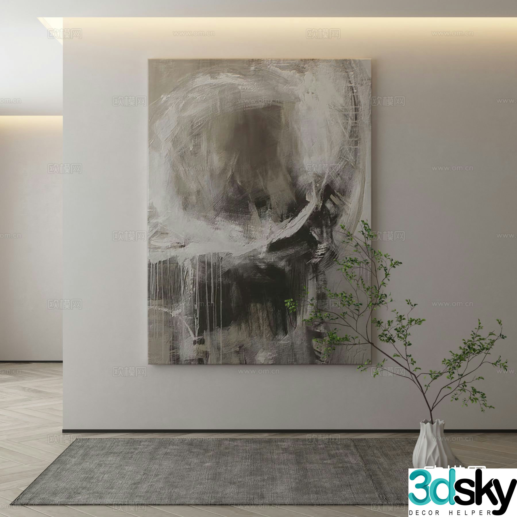 Modern decorative painting art painting abstract painting 3d model