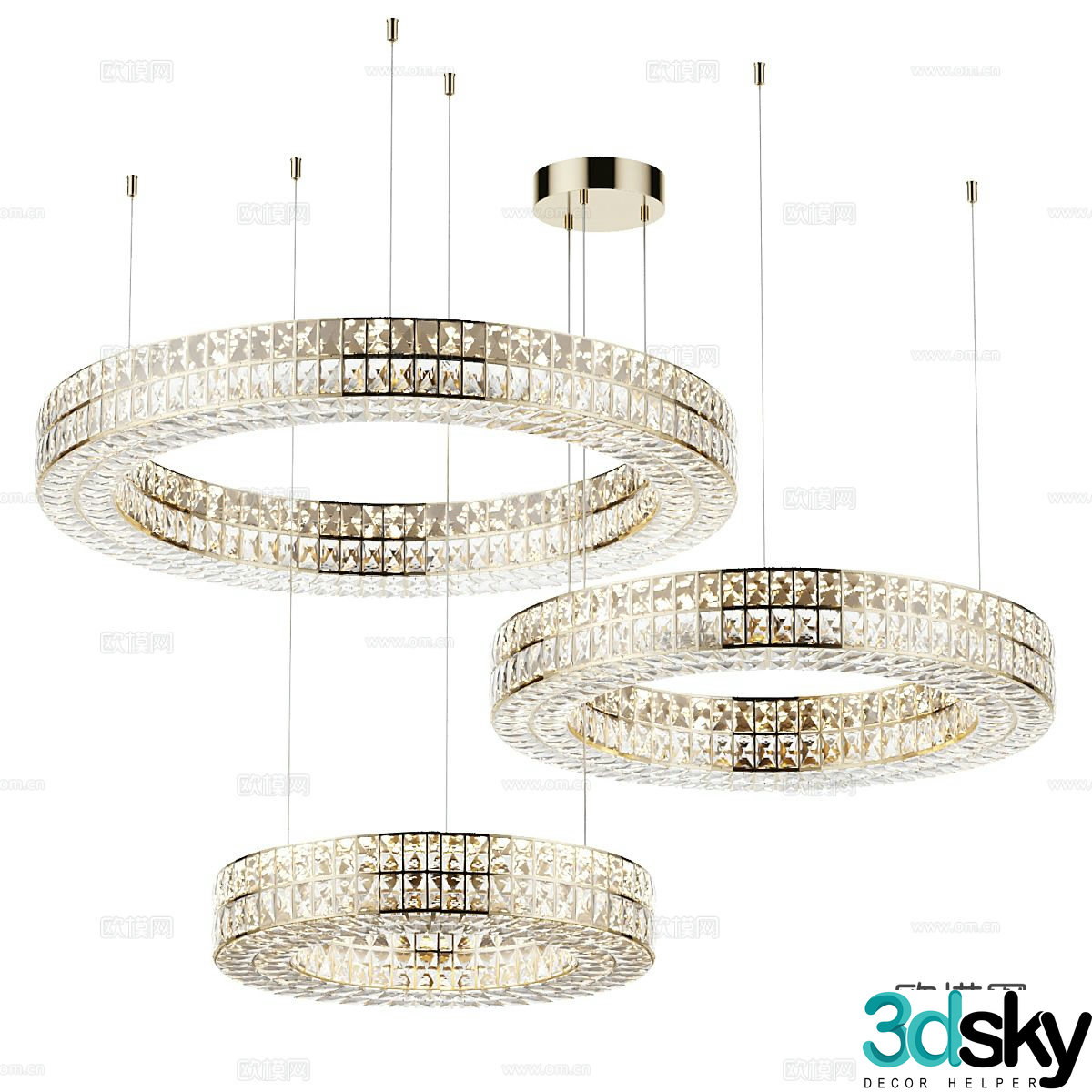 Light luxury ring chandelier 3D model