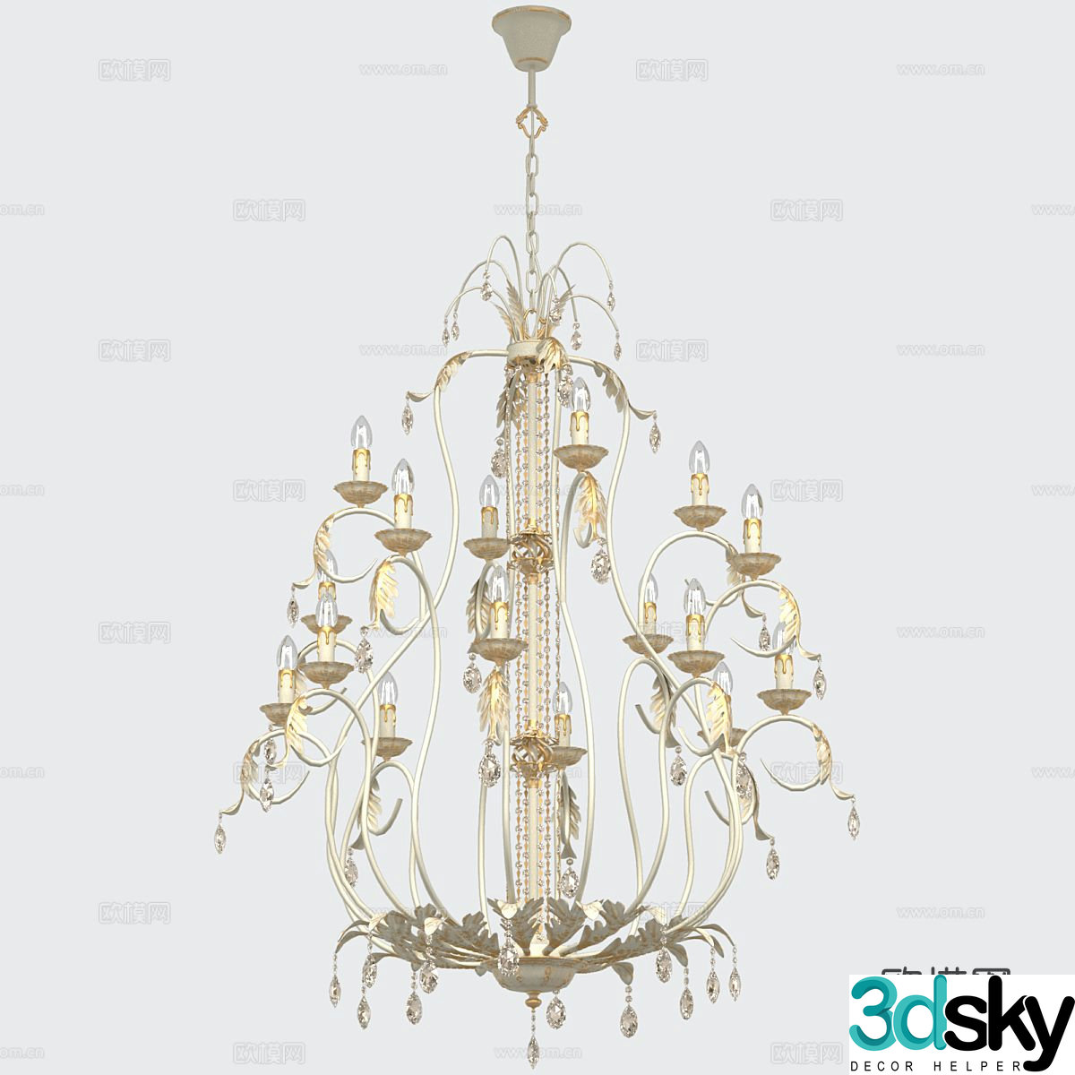 French multi-head chandelier candlestick chandelier 3d model
