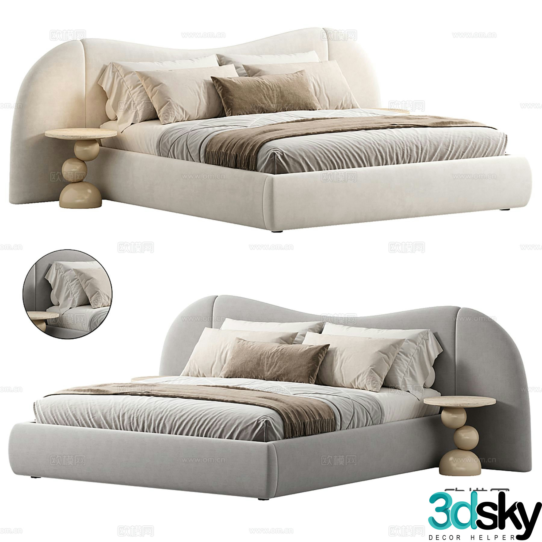 Modern double bed 3d model