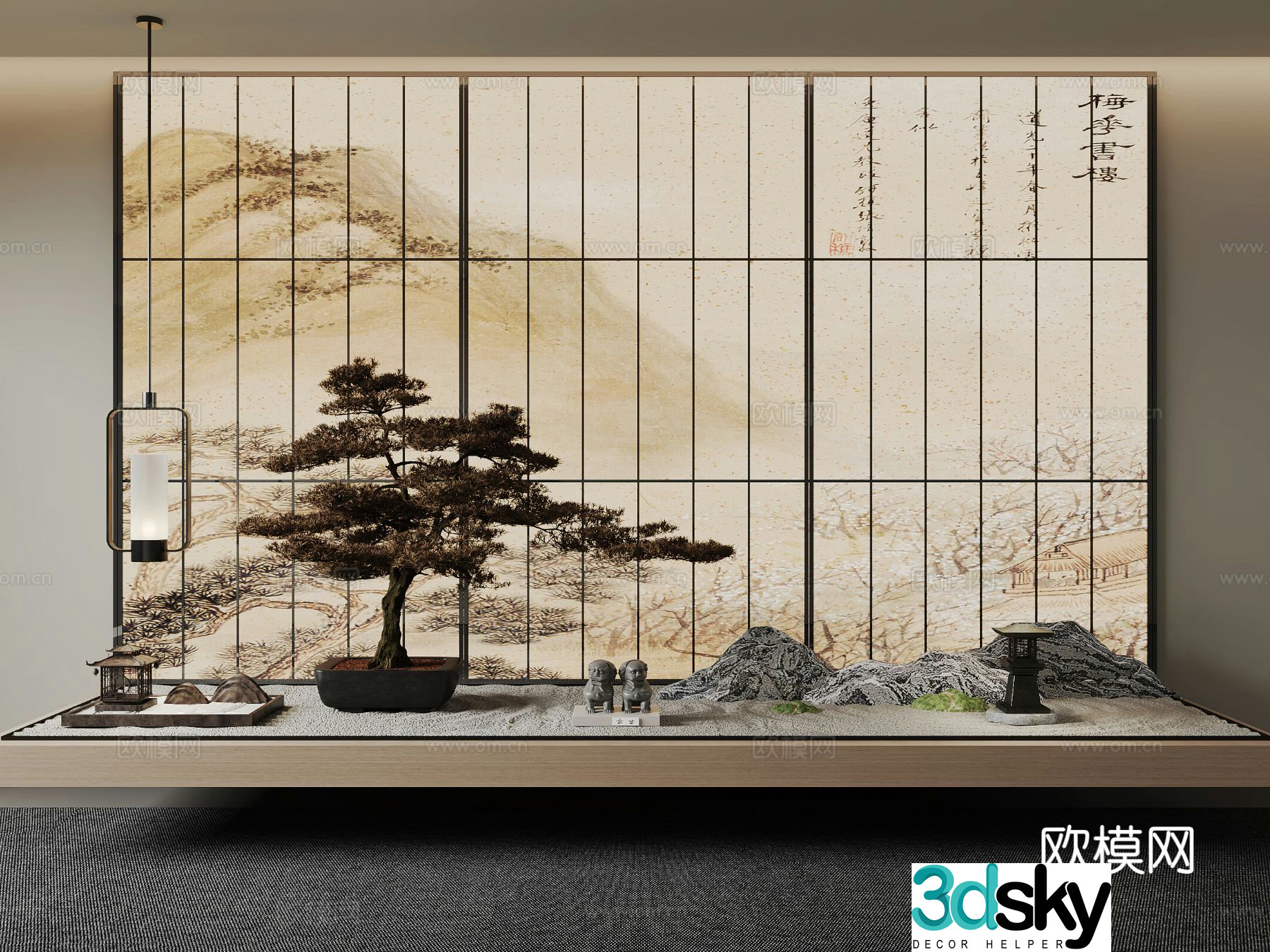 New Chinese style landscape sketch rockery stone 3D model
