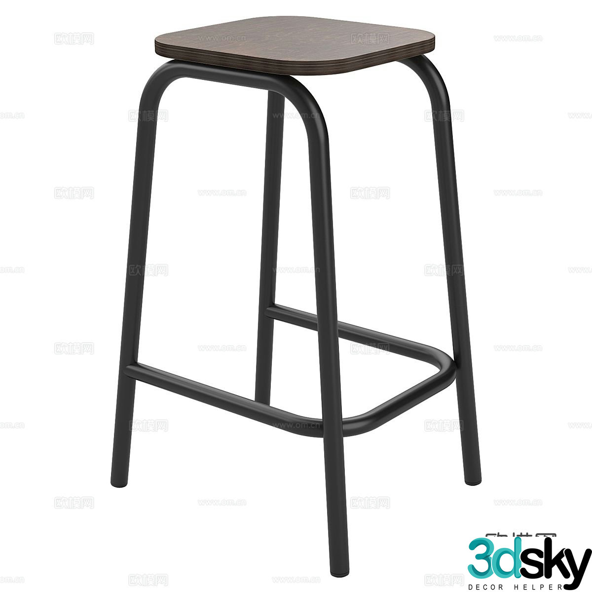 Nordic simple bar stool stool bar stool 3d model