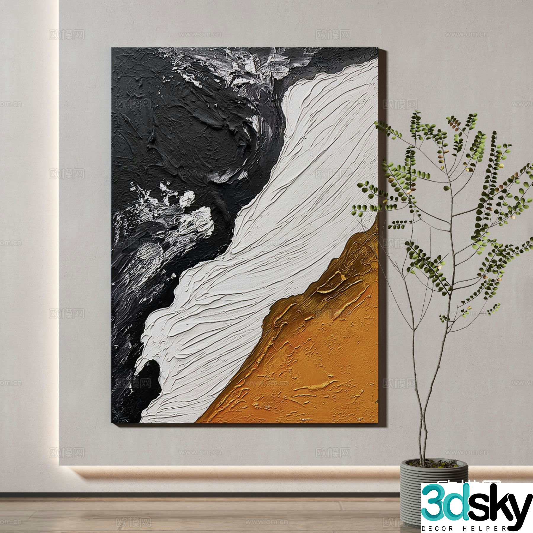 Modern texture painting decorative painting 3d model