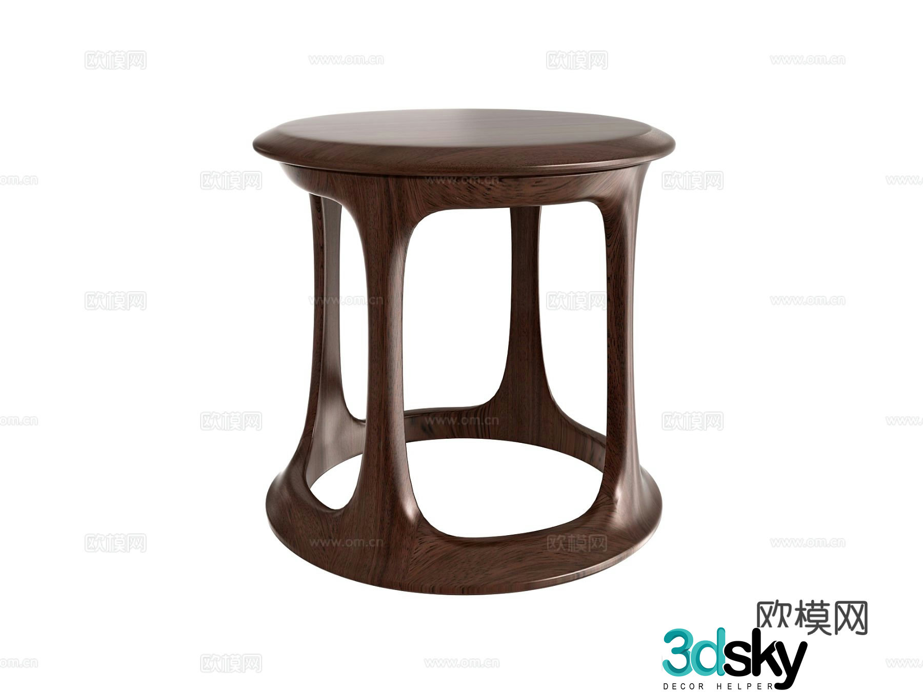 New Chinese style stool wooden stool round stool tea stool 3d model