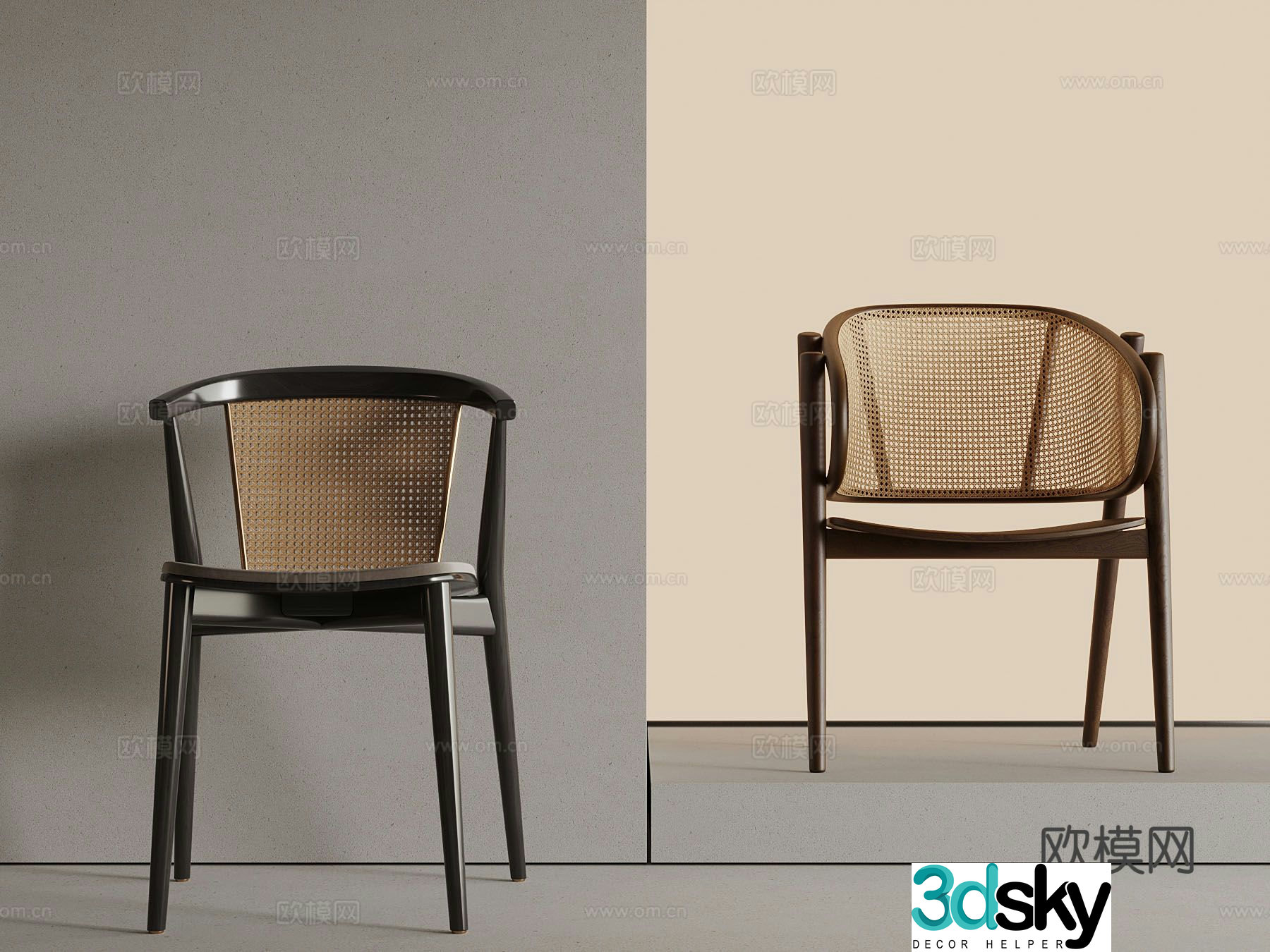 New Chinese style leisure chair without armrest 3d model
