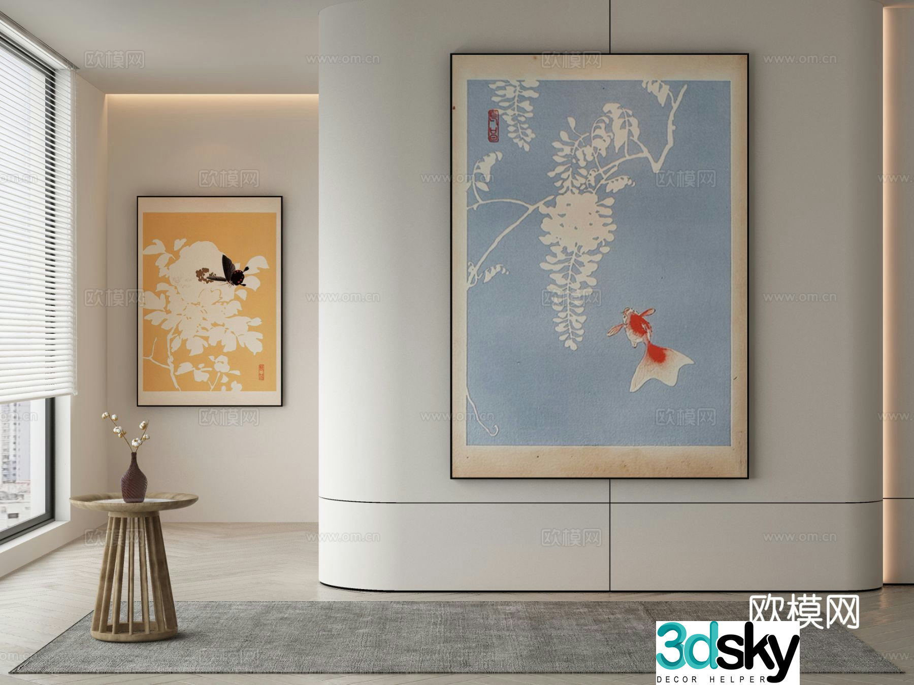 New Chinese style art painting decorative painting 3d model