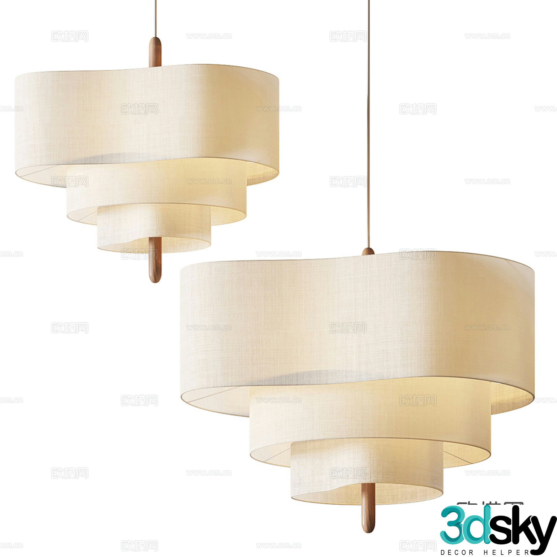 Cream style chandelier 3d model