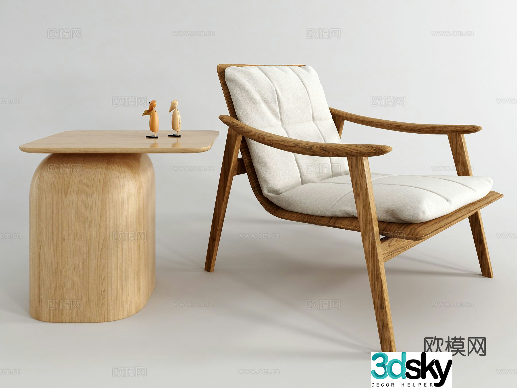 Wabi-sabi chair leisure chair 3d model