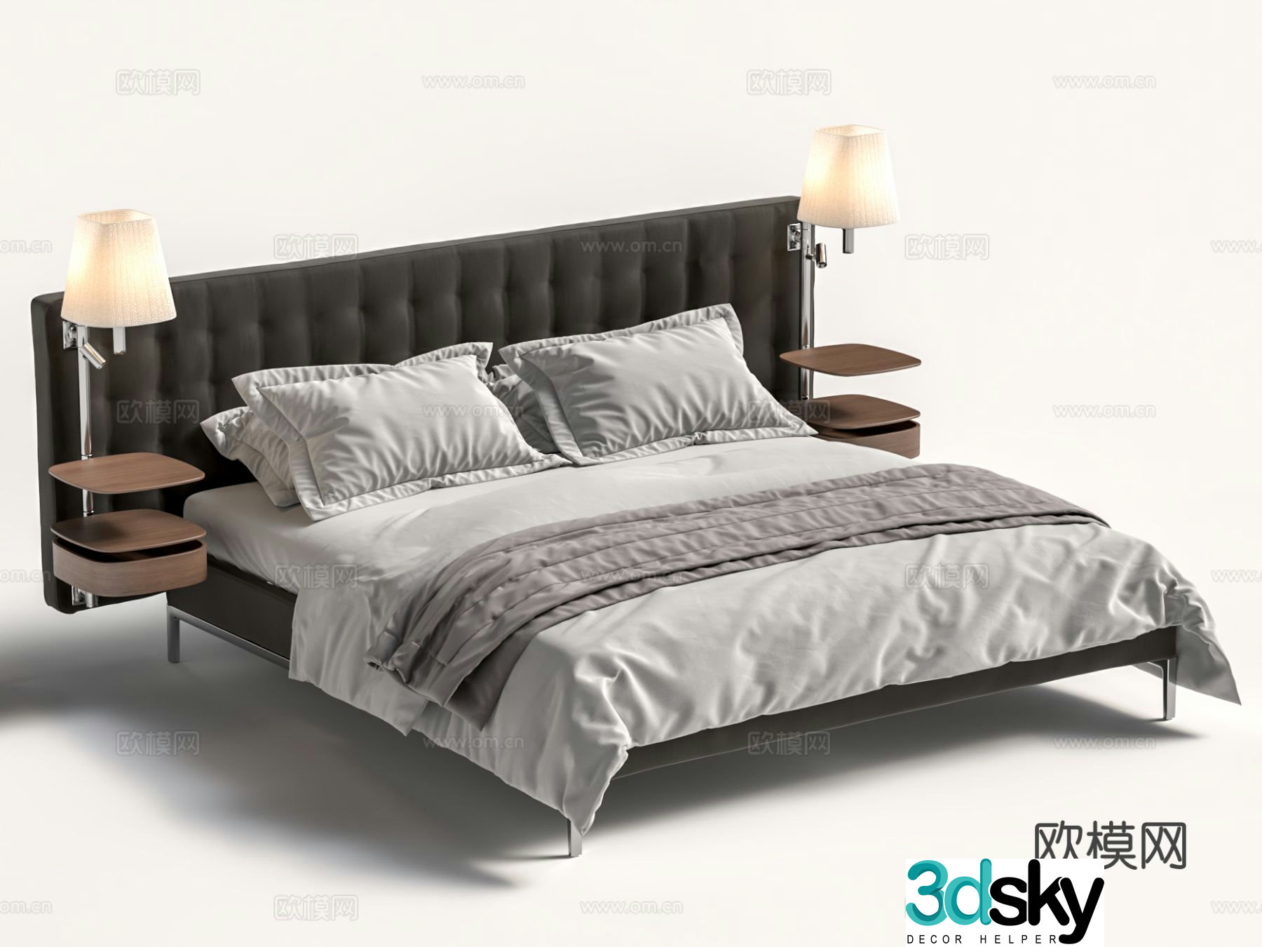 Cassina Volage medieval style double bed 3d model