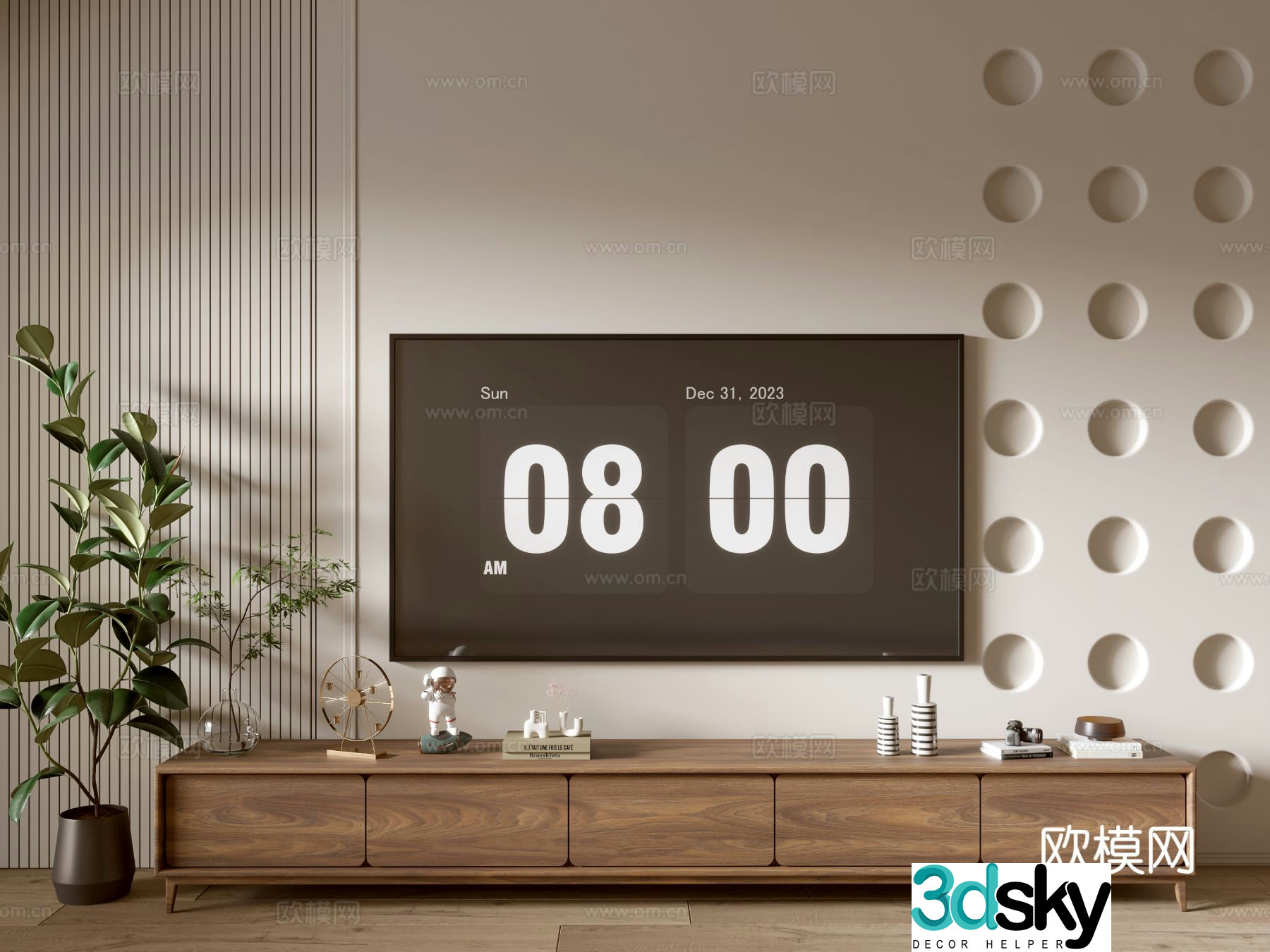 Log TV cabinet 3d model