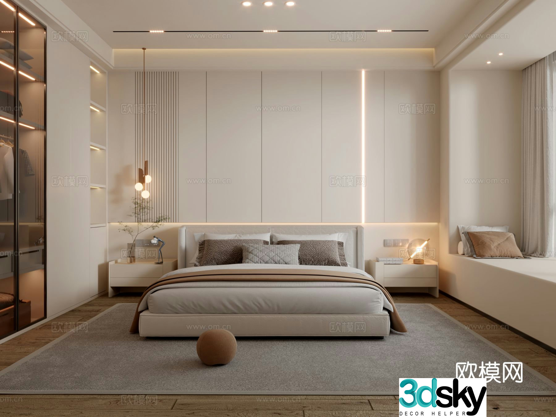 Cream style bedroom master bedroom 3d model