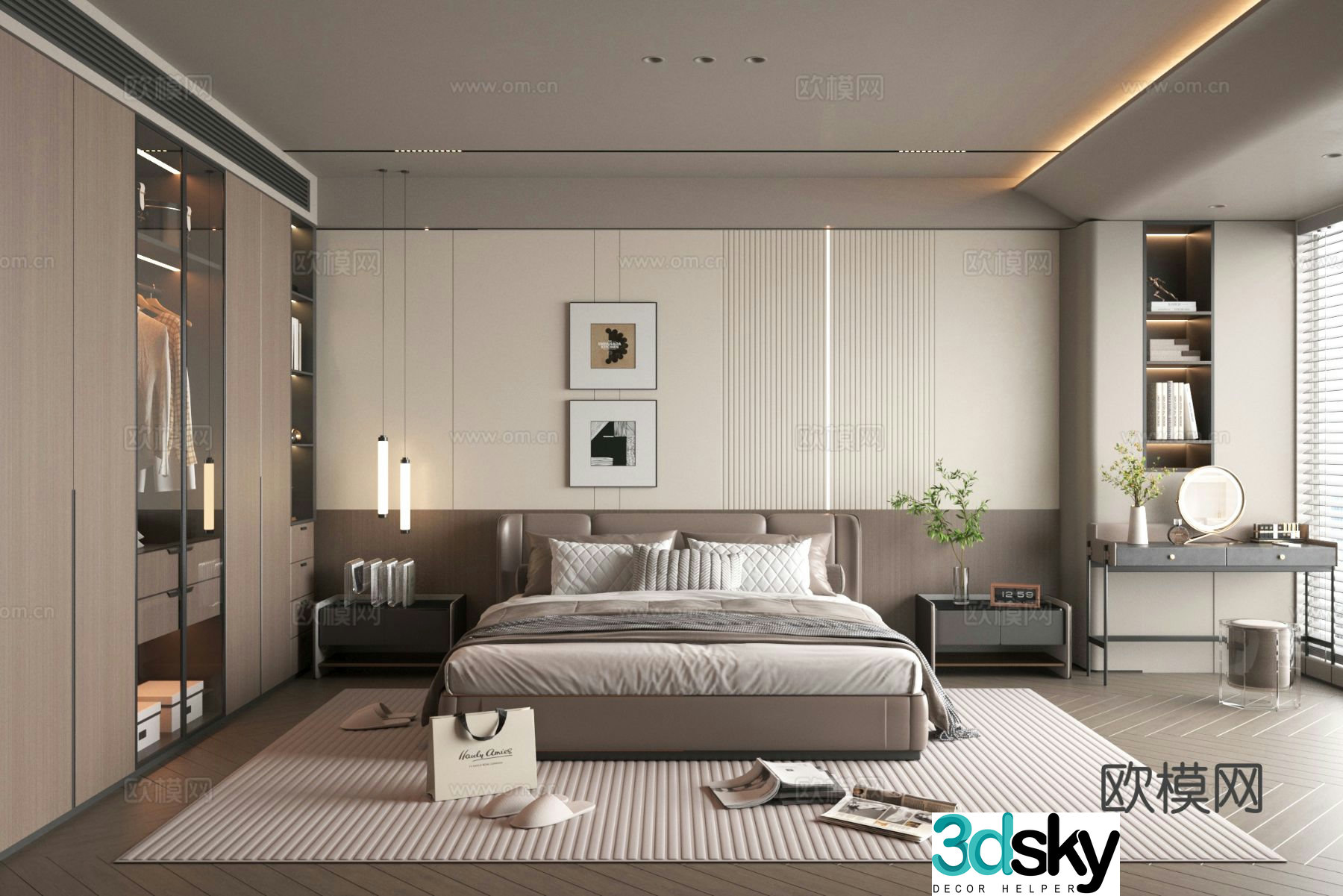 Modern bedroom master bedroom 3d model