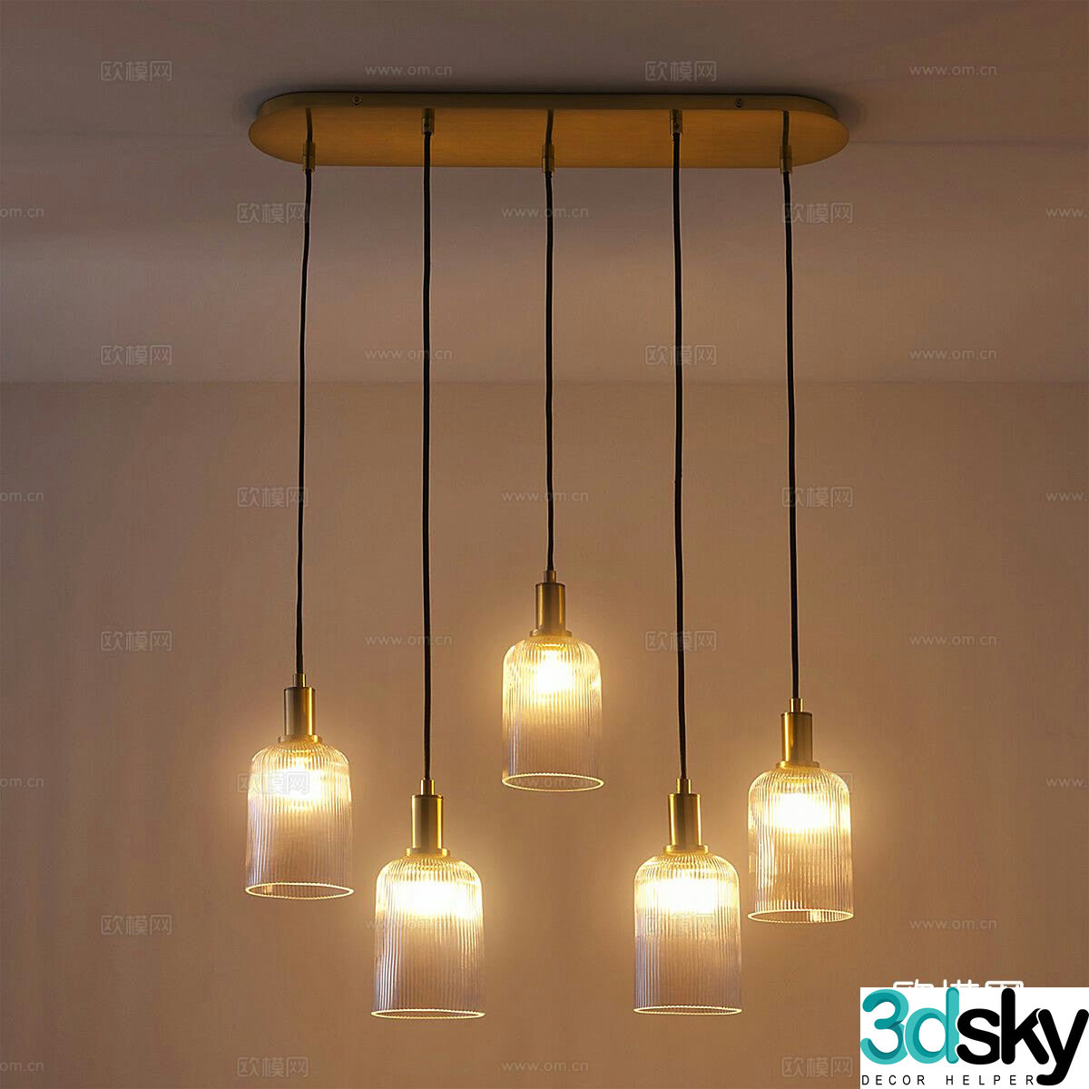 Modern multi-head chandelier 3d model