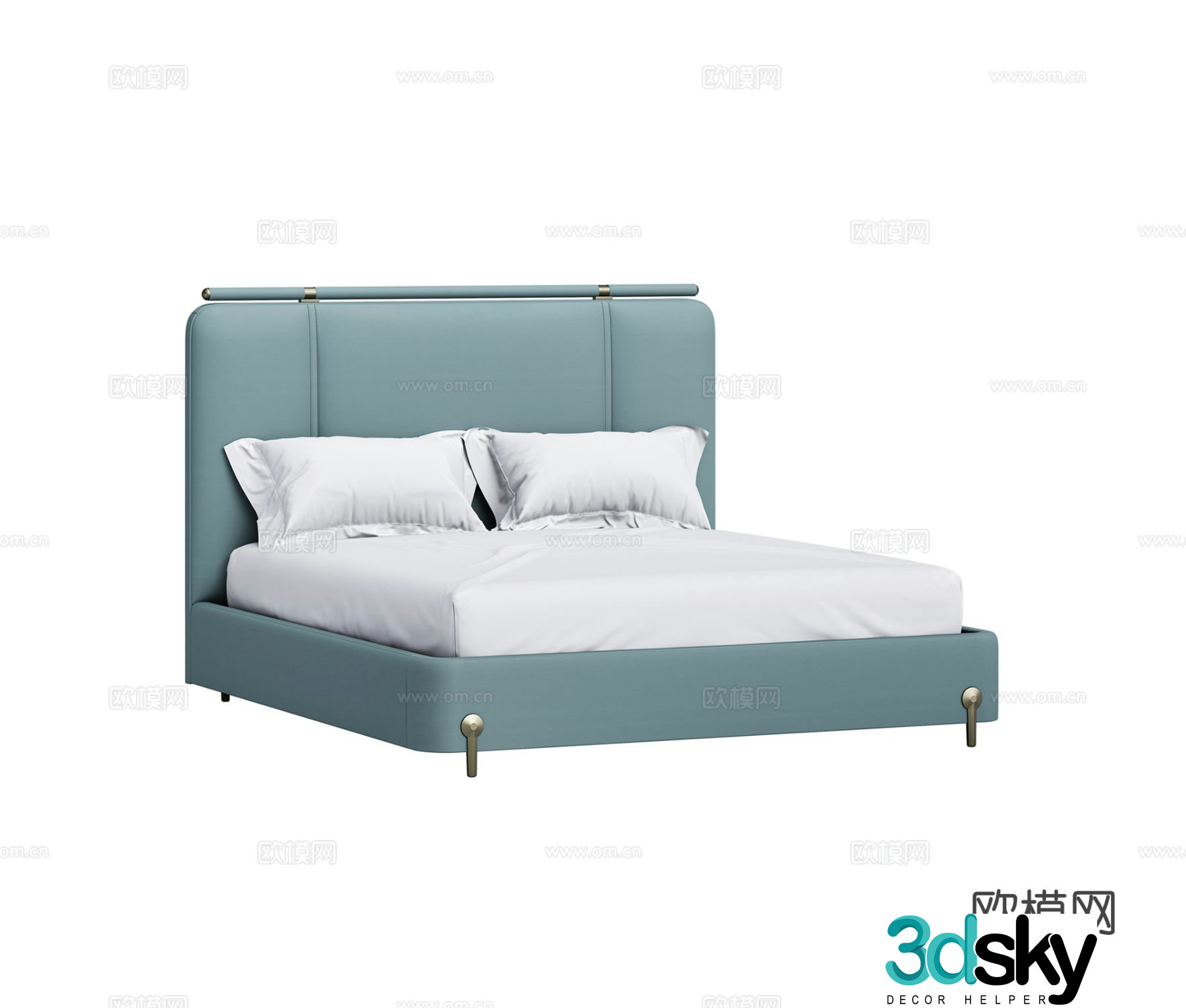 Modern minimalist double bed 3d model