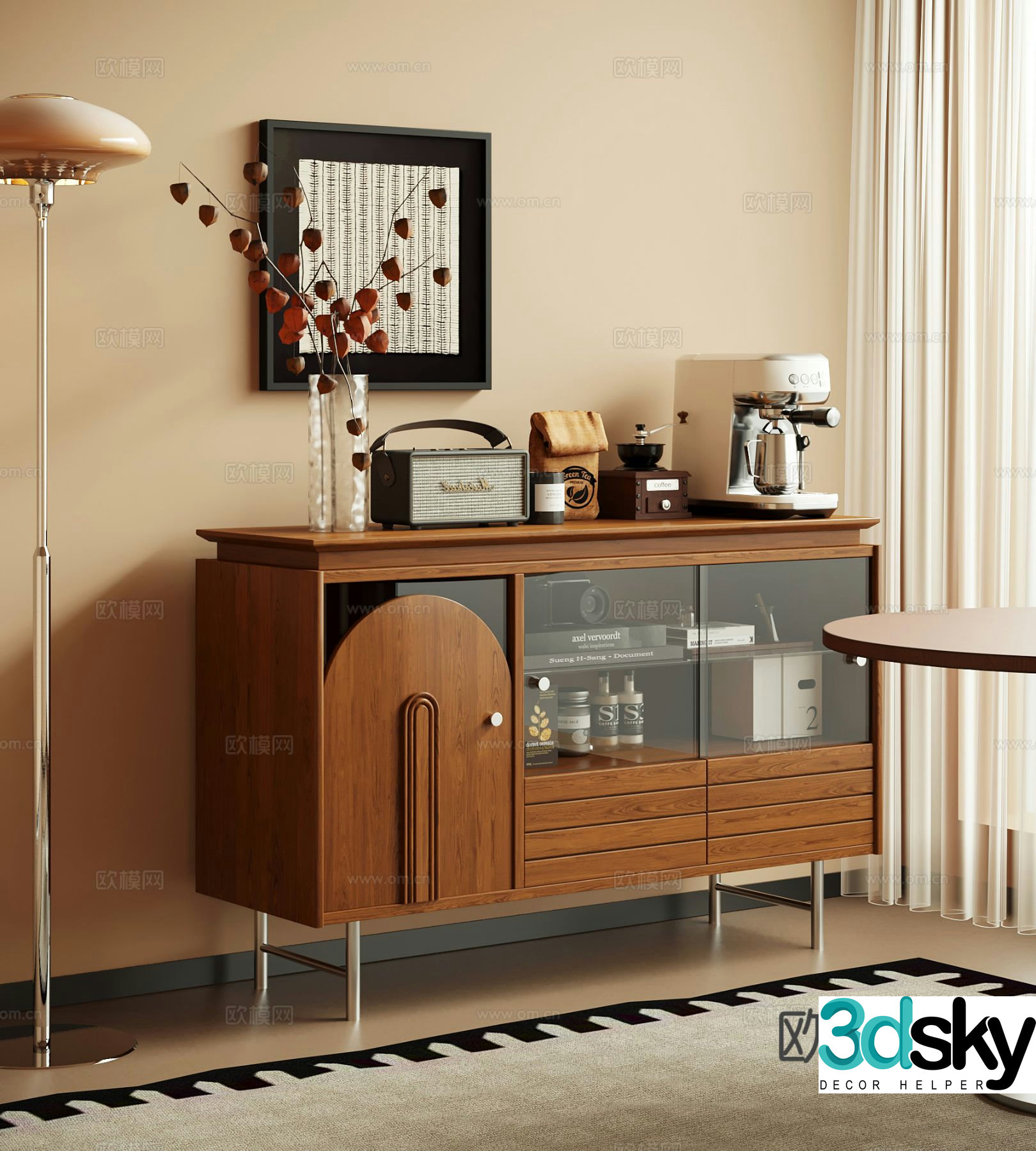 Medieval style sideboard and entrance cabinet 3D model